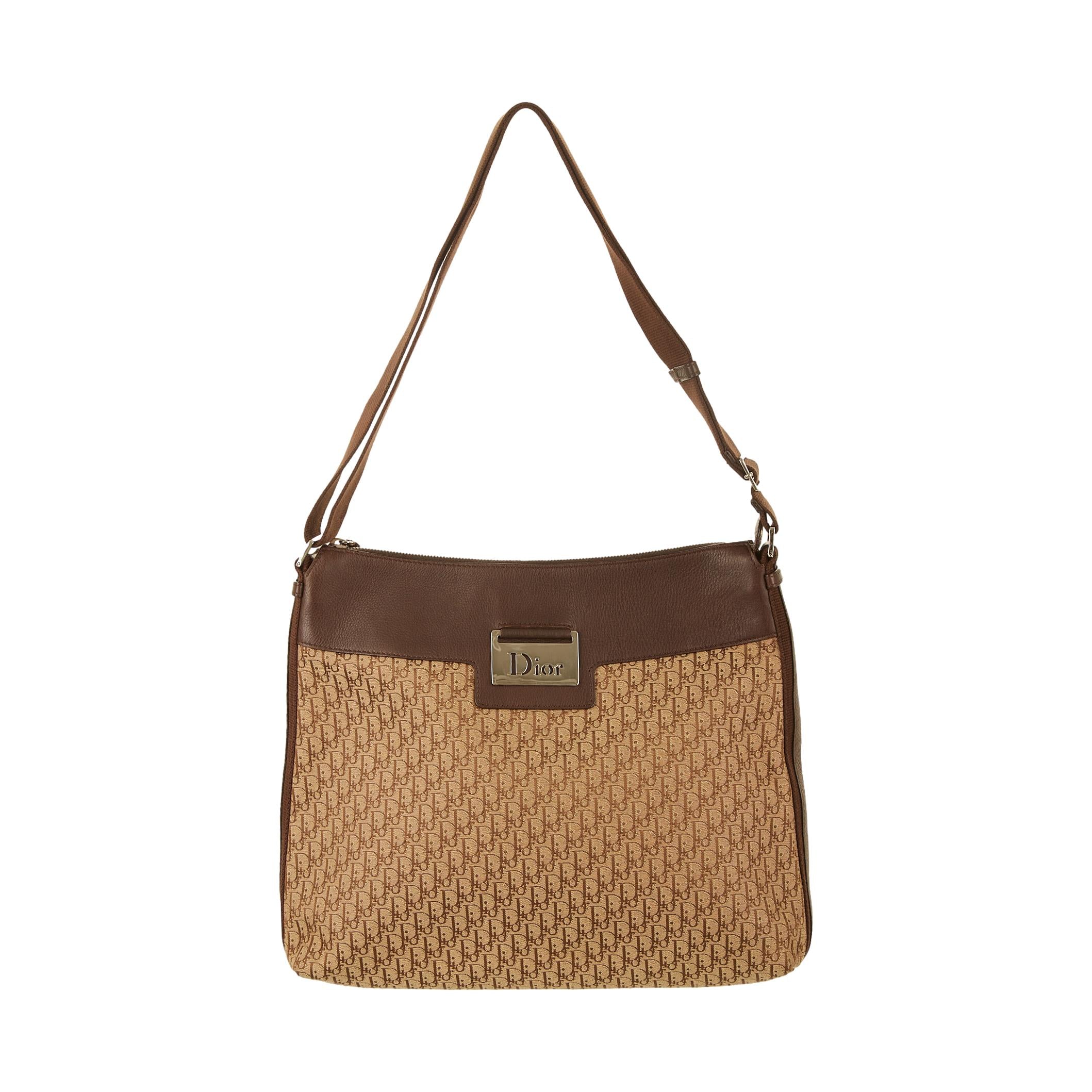 Dior Brown Logo Jumbo Shoulder Bag