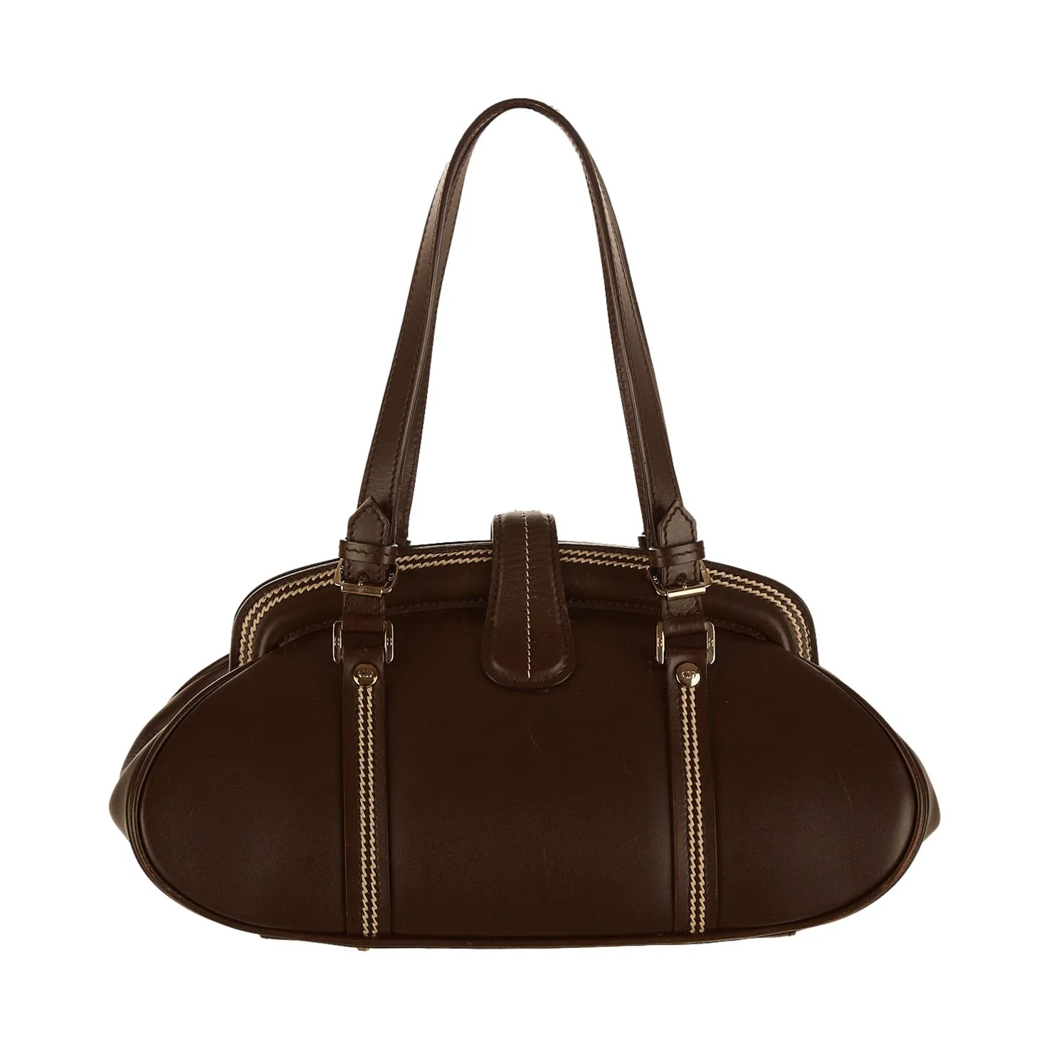 Dior Brown Logo Top Handle Bag - Image 2