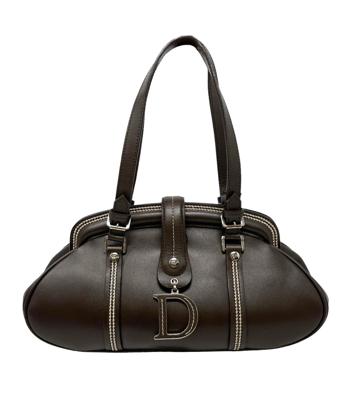 Dior Brown Logo Top Handle Bag