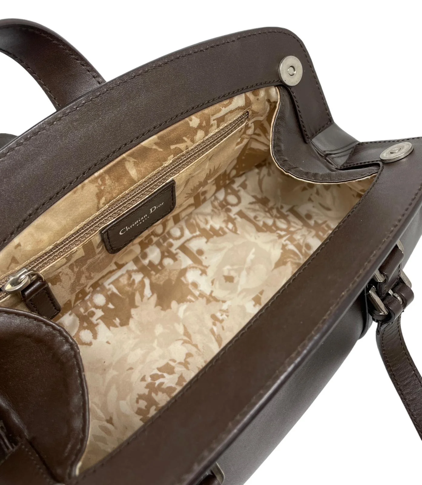 Dior Brown Logo Top Handle Bag - Image 3