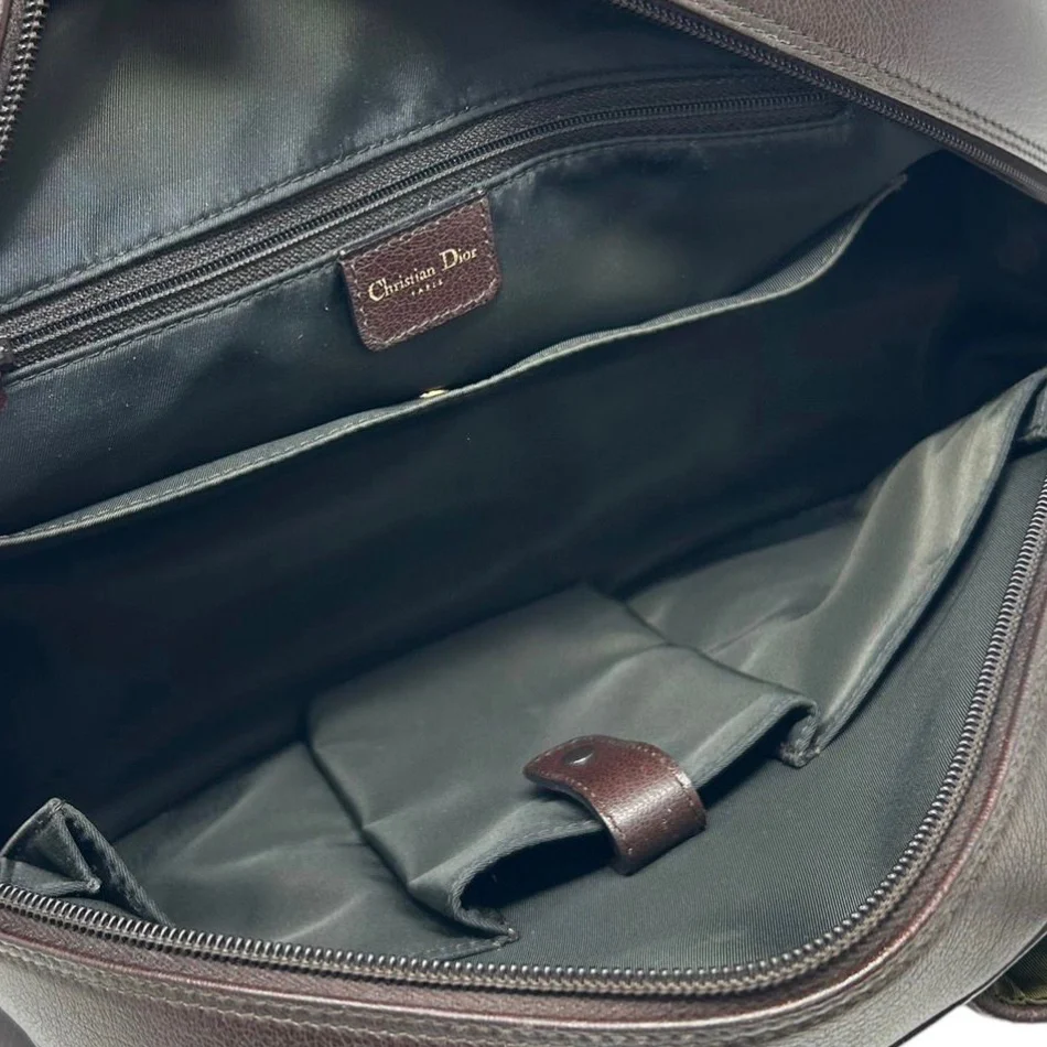 Dior Brown Logo Top Handle Bag - Image 4