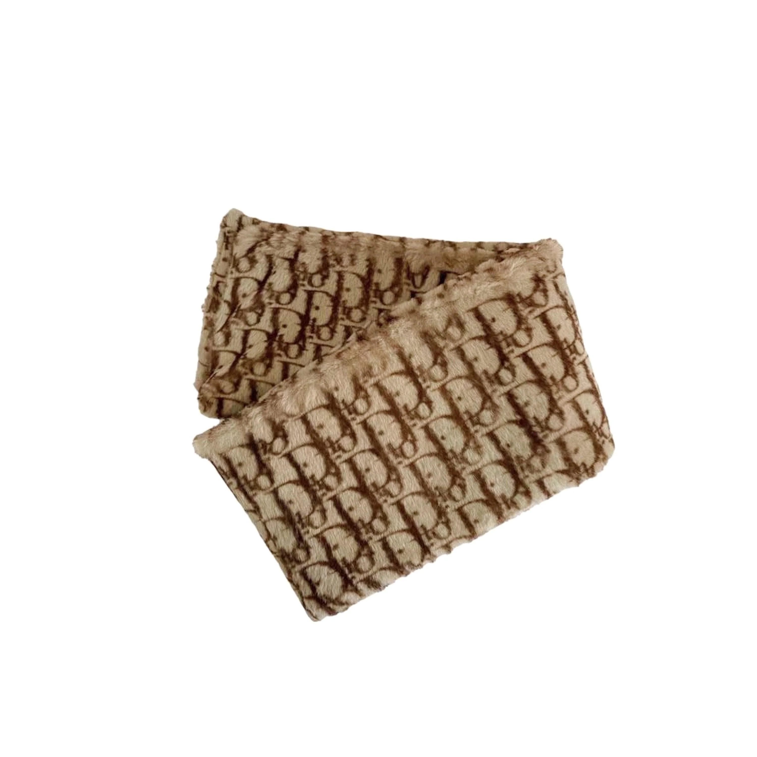 Dior Brown Monogram Fur Scarf
