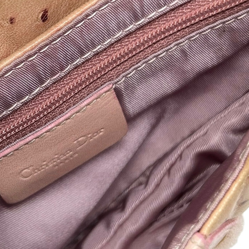 Dior Peach Ostrich Mini Saddle Bag - Image 3