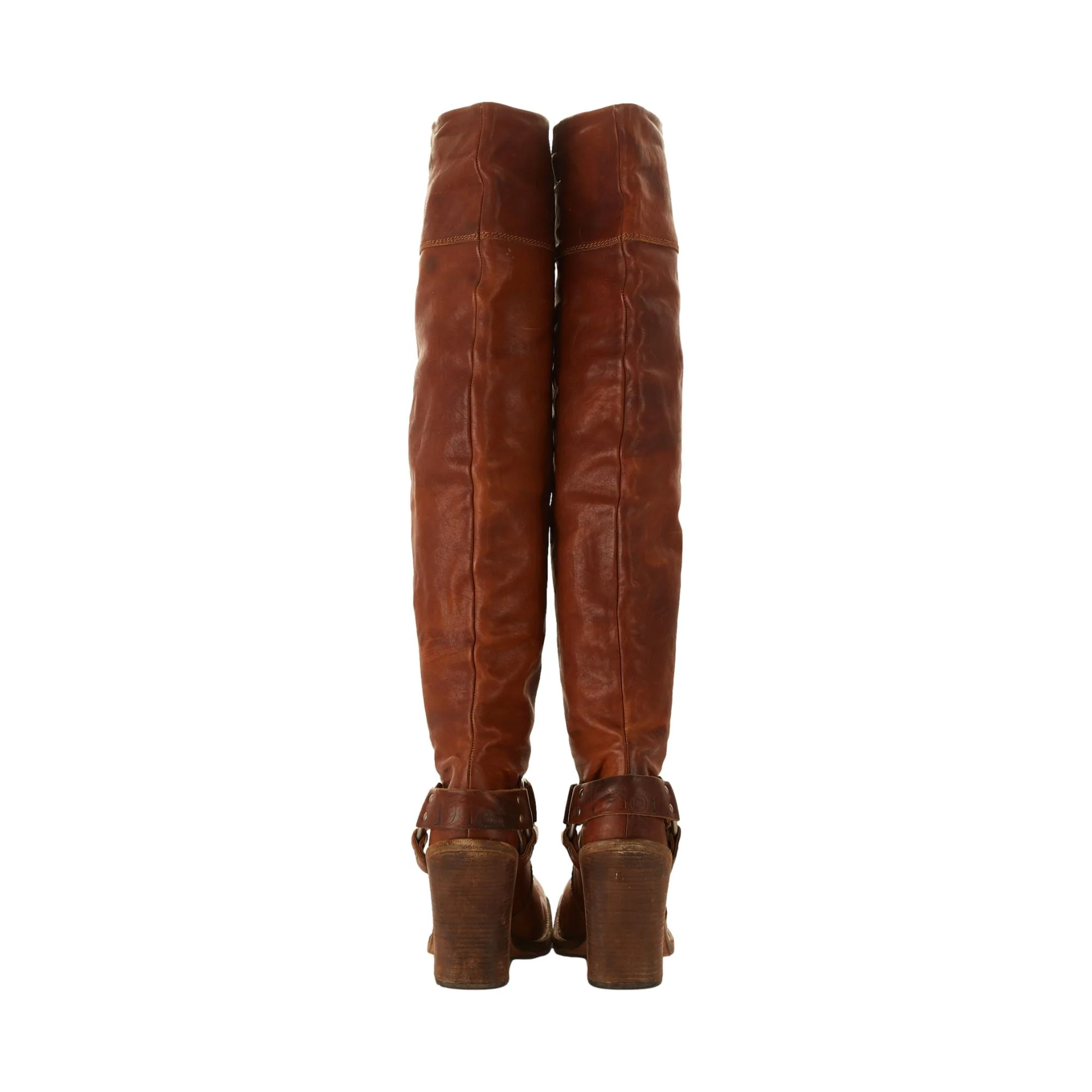 Dior Brown Over Knee Western Boots - Image 3