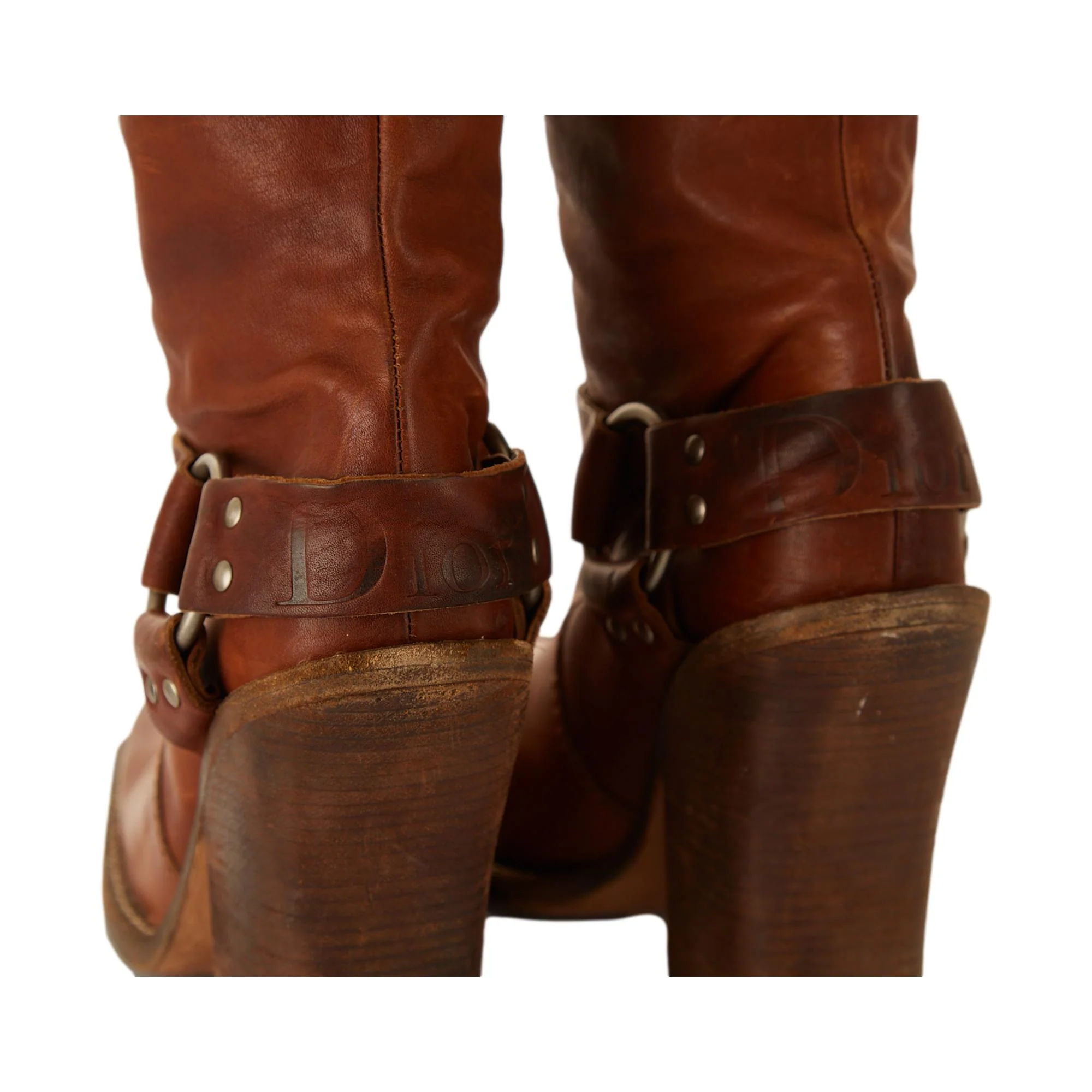 Dior Brown Over Knee Western Boots - Image 4