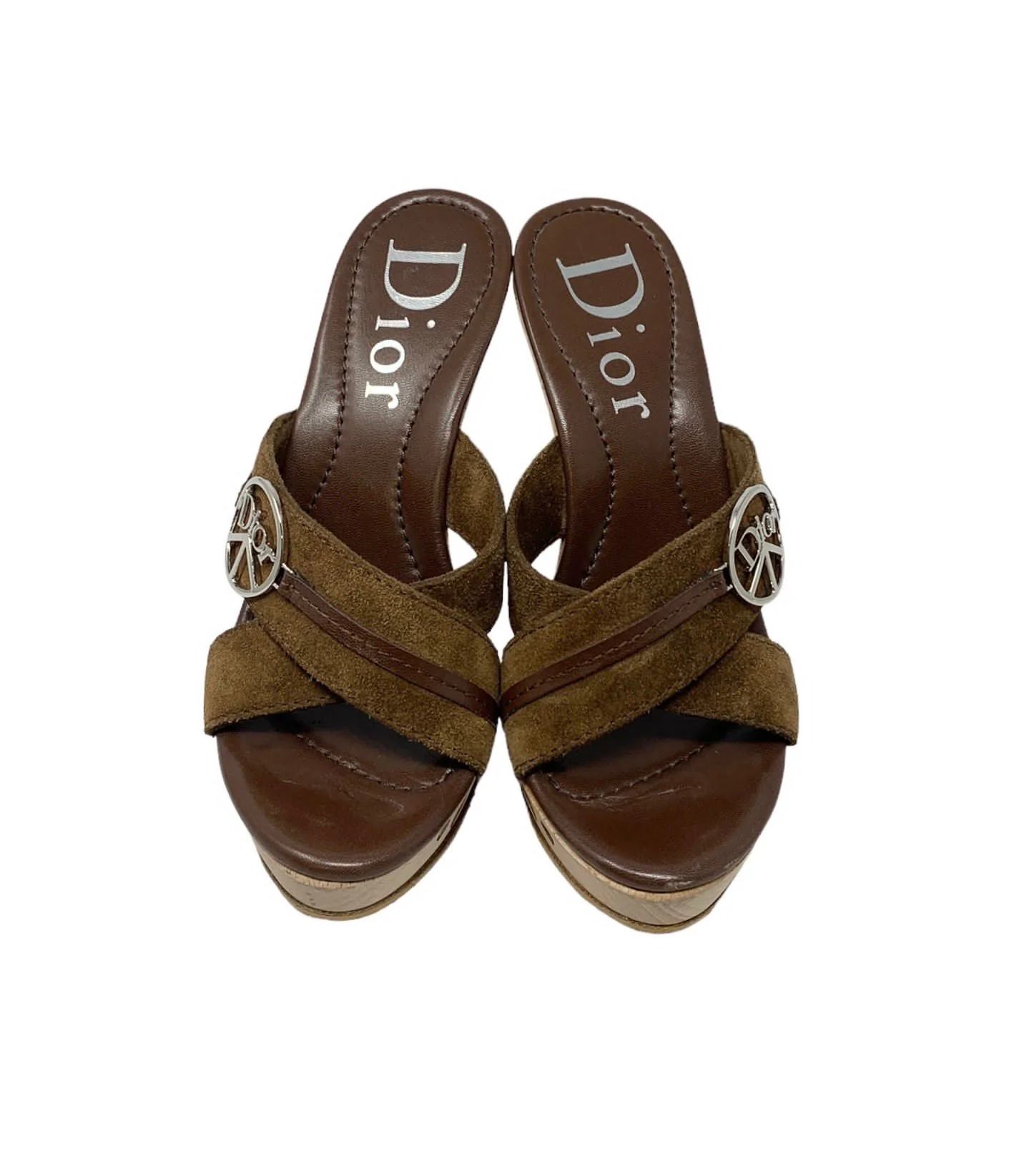 Dior Brown Peace Logo Heels - Image 2