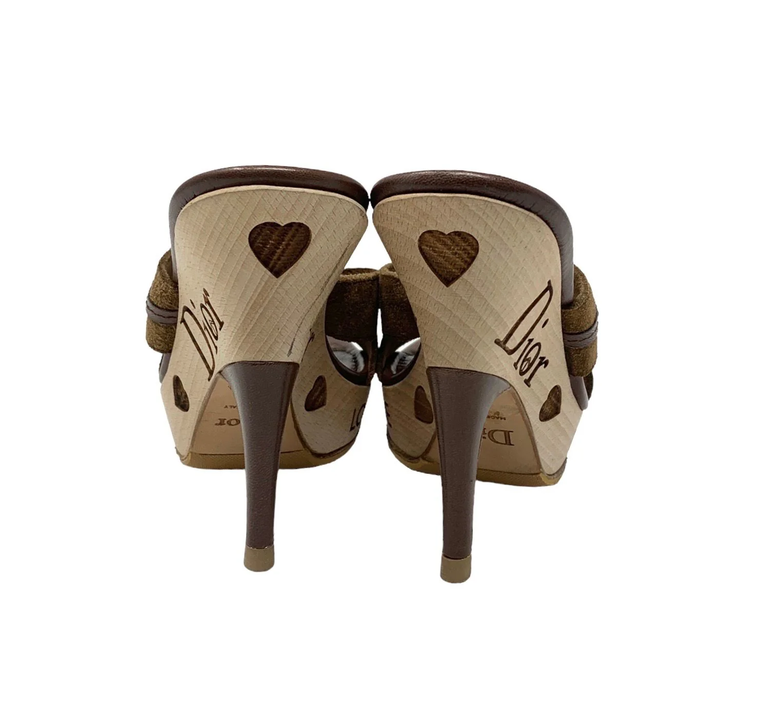 Dior Brown Peace Logo Heels - Image 3
