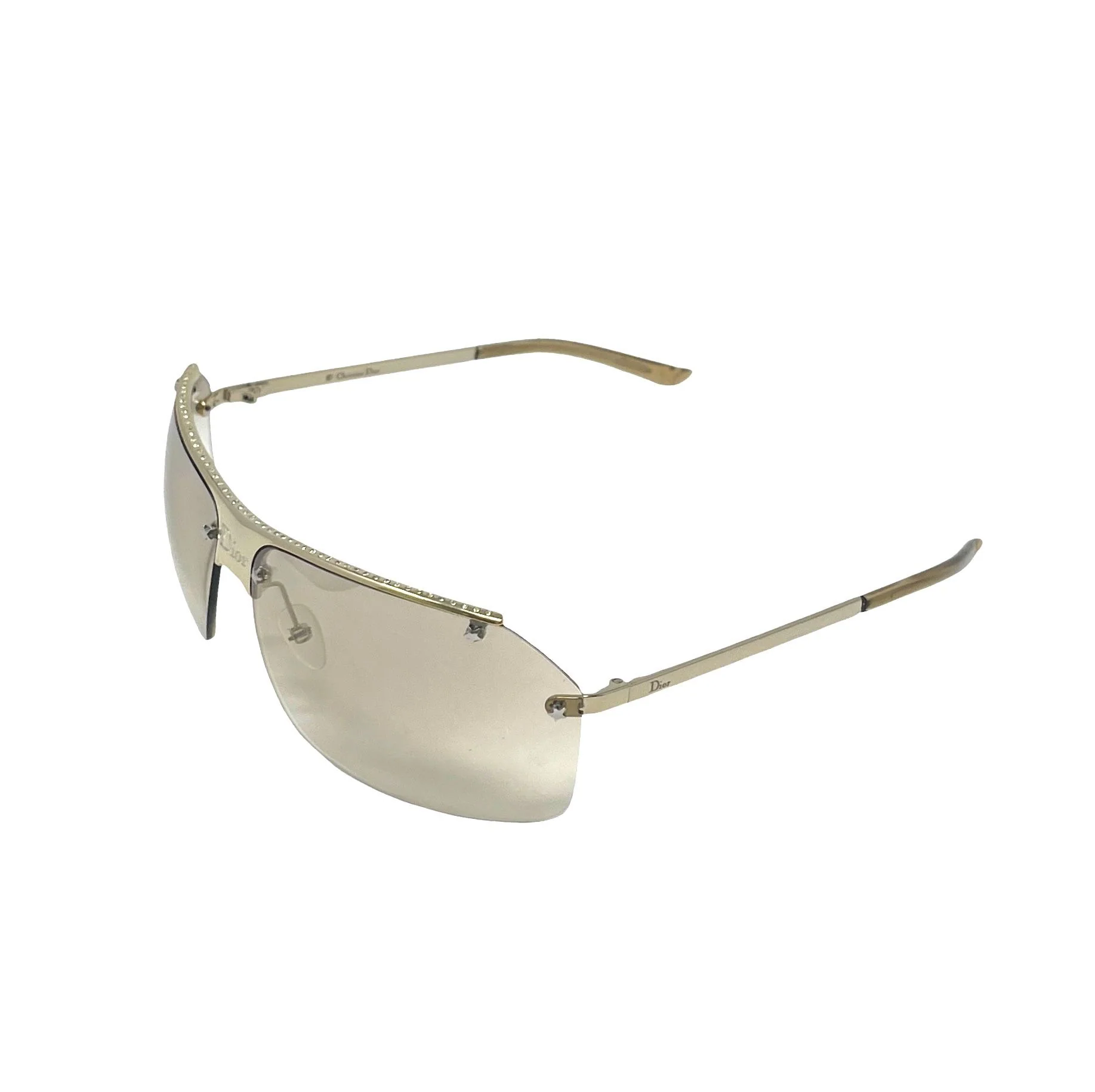 Dior Brown Rhinestone Bar Sunglasses - Image 3