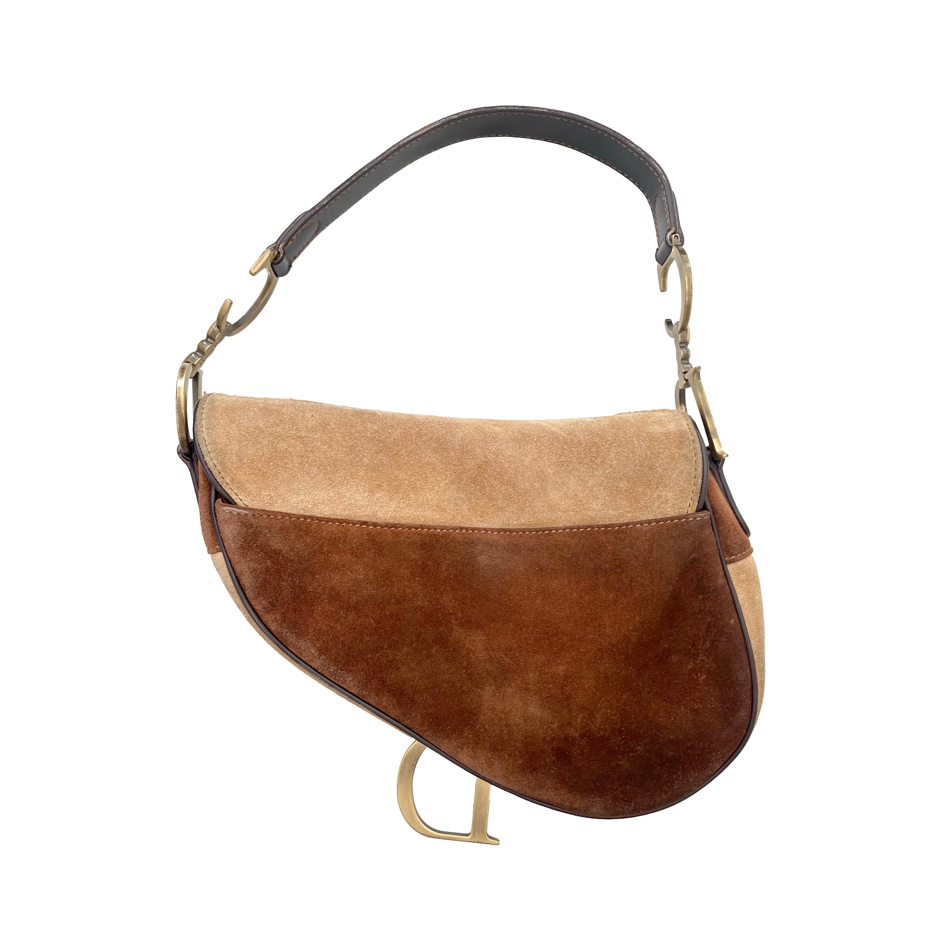 Dior Brown Seude Distressed Saddle Bag - Image 2