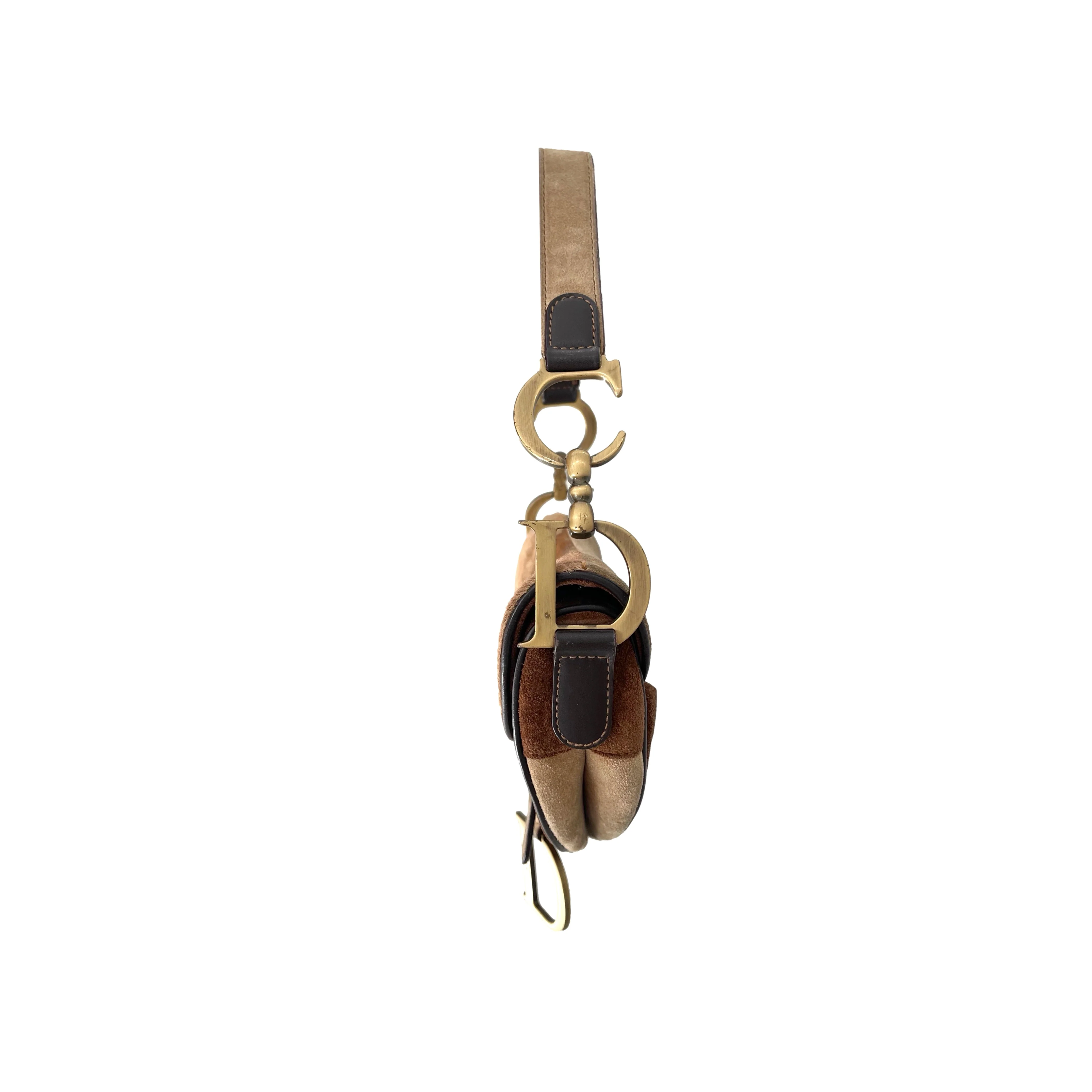 Dior Brown Seude Distressed Saddle Bag - Image 3