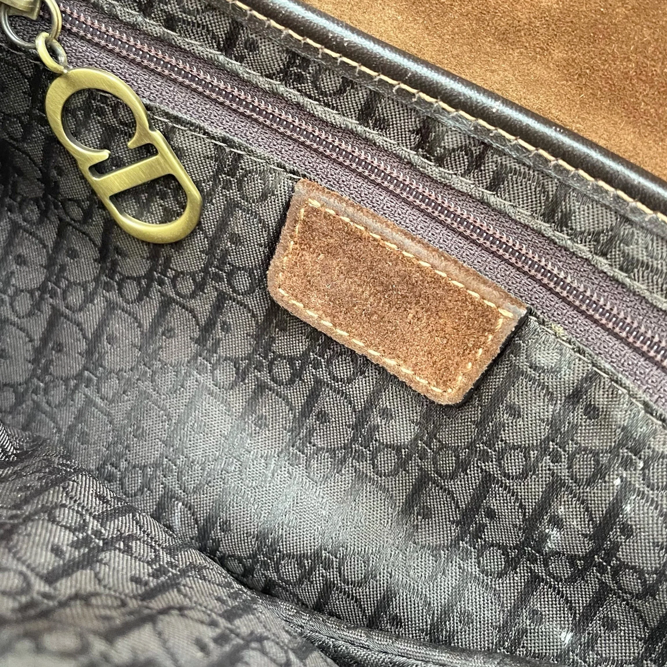 Dior Brown Seude Distressed Saddle Bag - Image 4