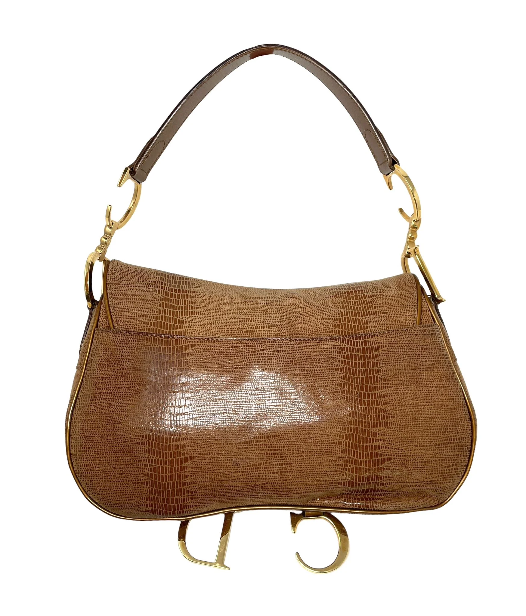 Dior Brown Lizard Double Saddle Bag - Image 2
