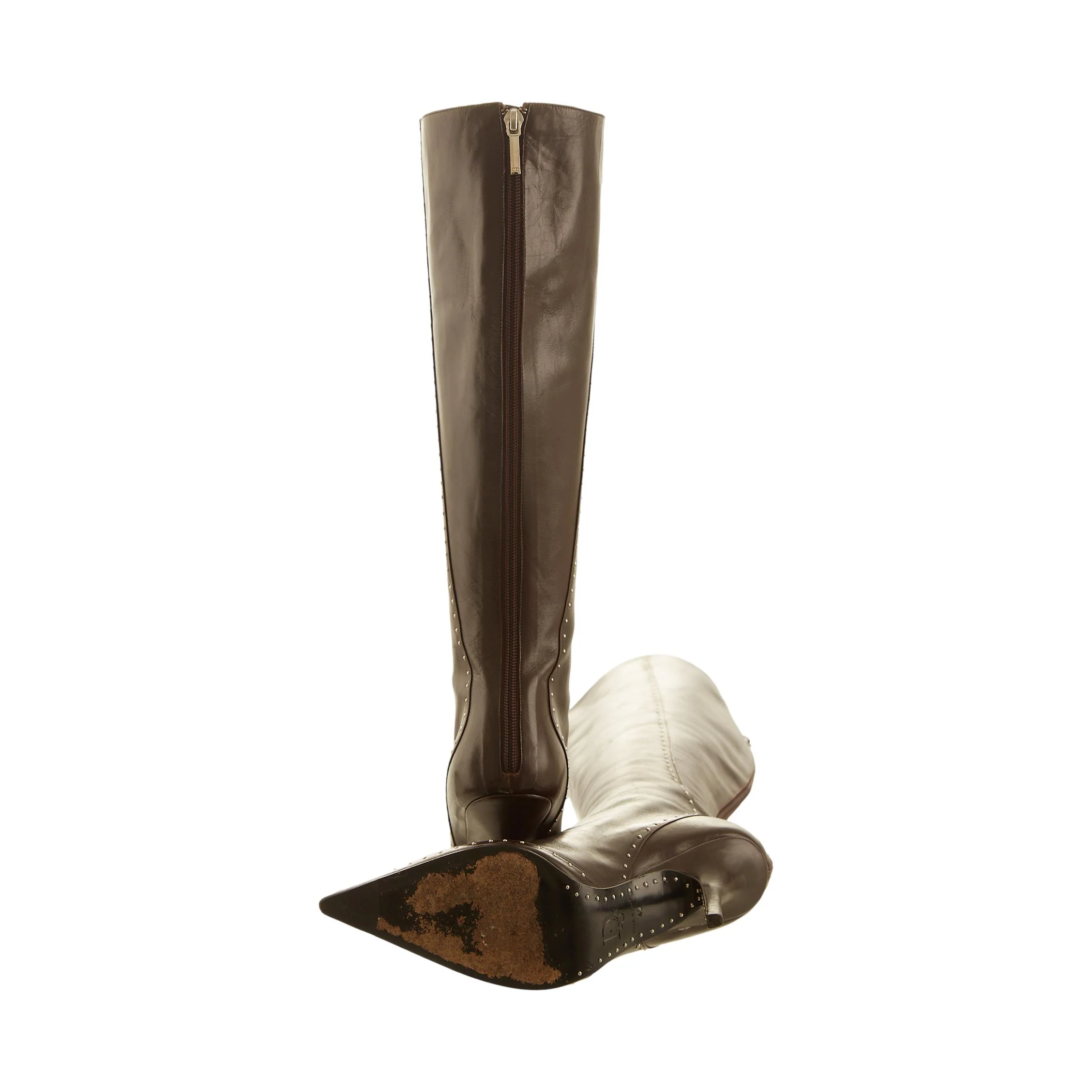 Dior Brown Studded Knee High Boots - Image 3