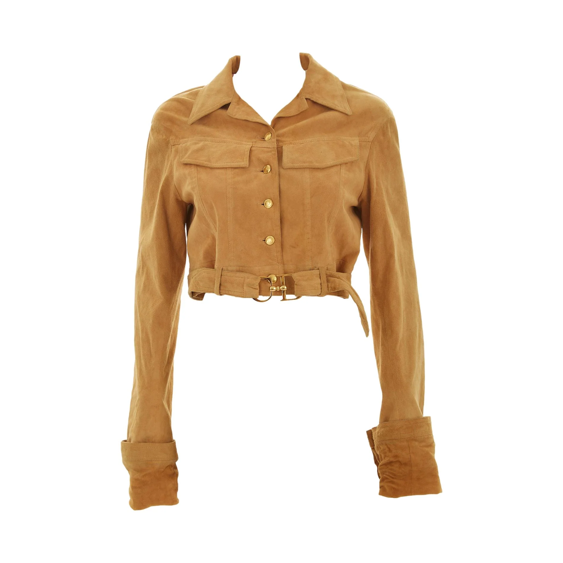 Dior Brown Suede Logo Belt Crop Jacket
