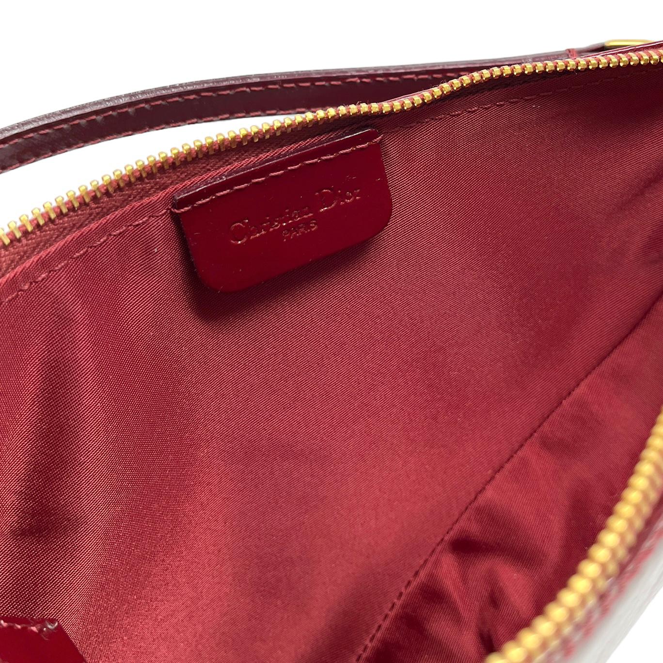 Dior Burgundy Embossed Mini Saddle - Image 3