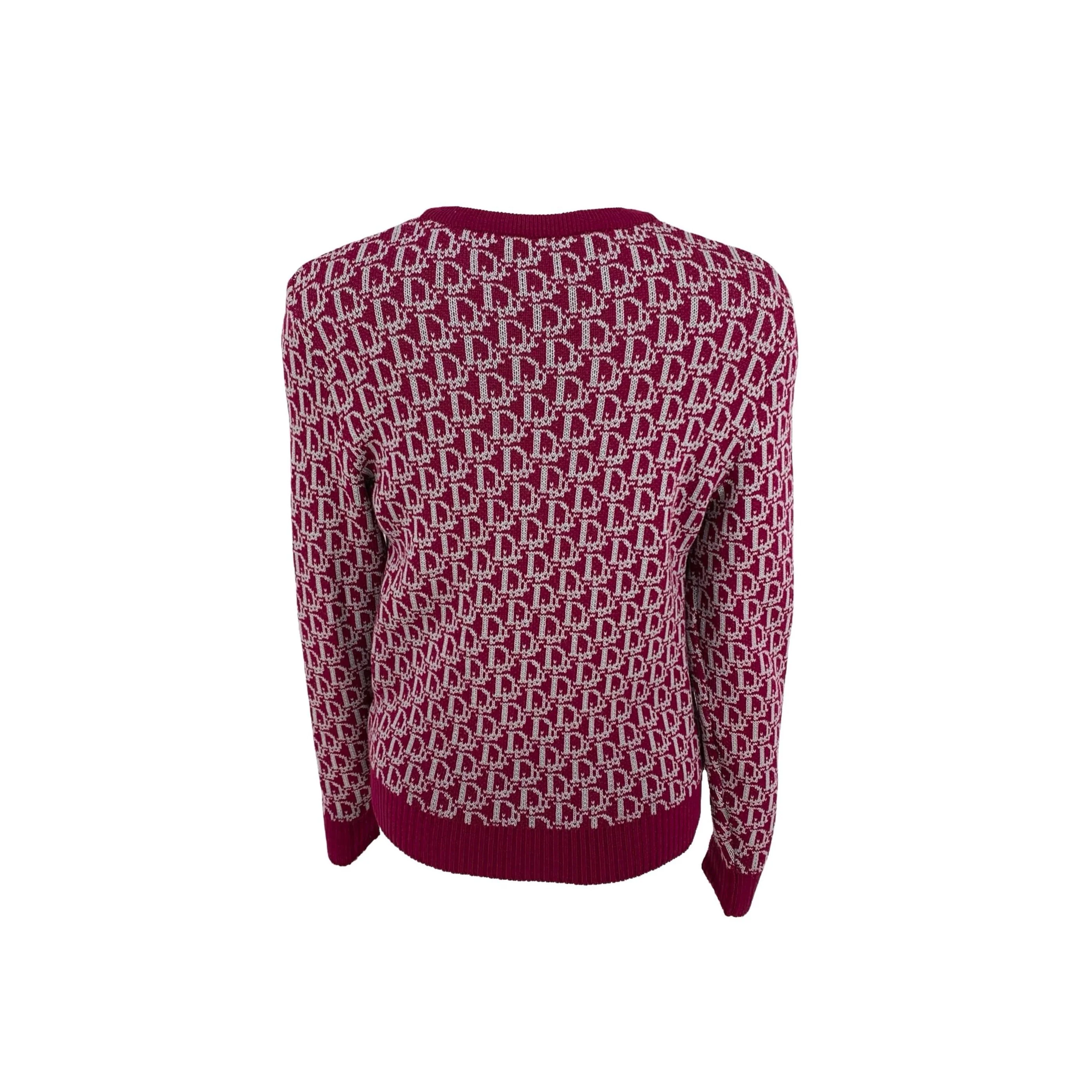 Dior Burgundy Monogram Knit Sweater - Image 2