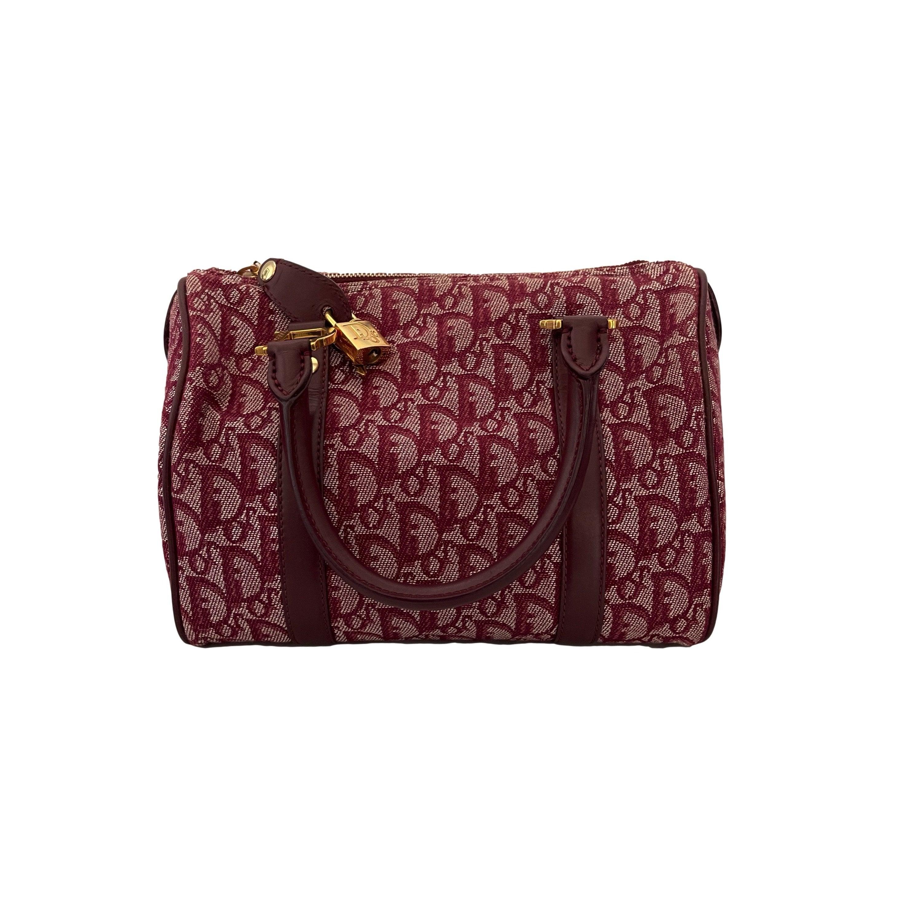 Dior Burgundy Monogram Mini Boston Bag - Image 2