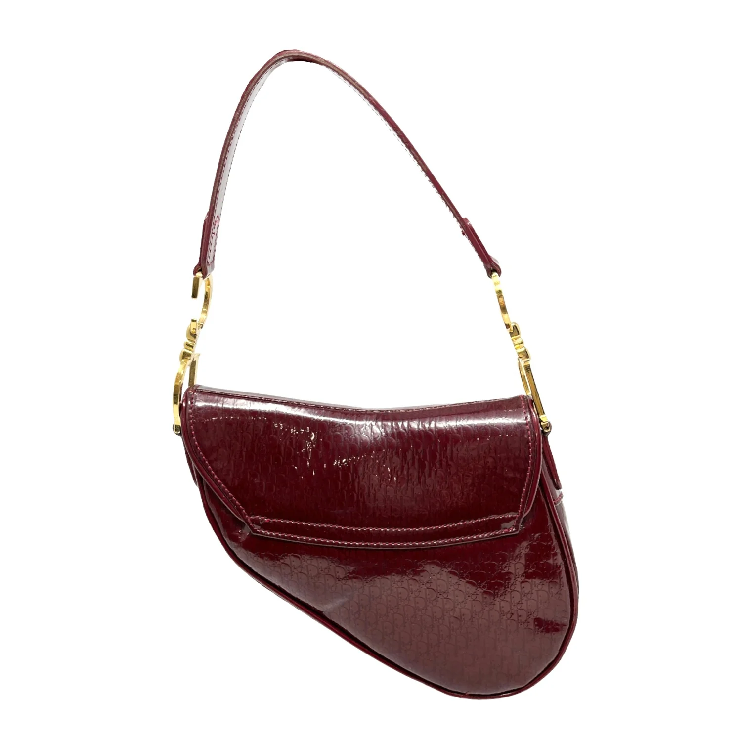 Dior Burgundy Monogram Mini Saddle - Image 2