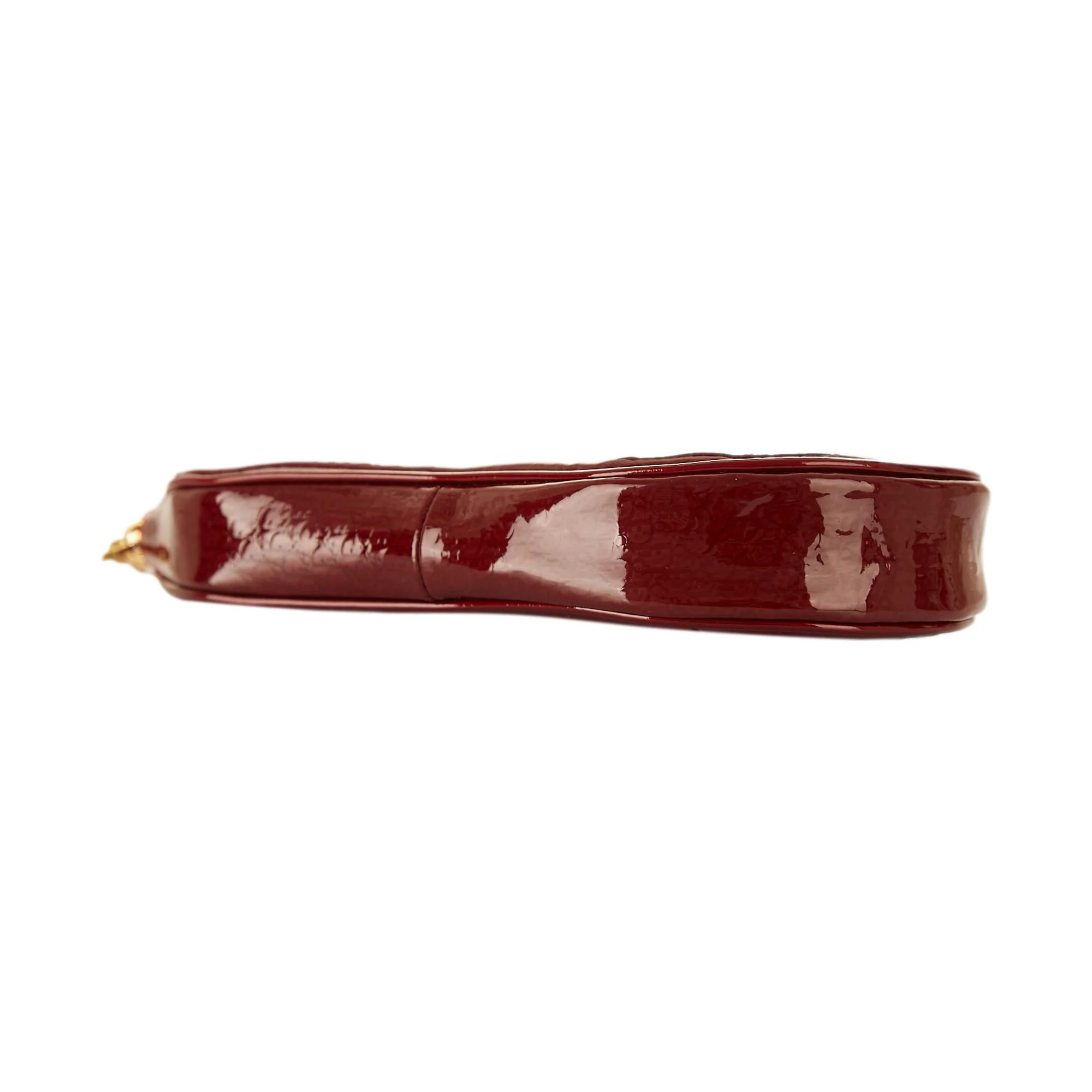 Dior Burgundy Patent Logo Mini Saddle Bag - Image 3