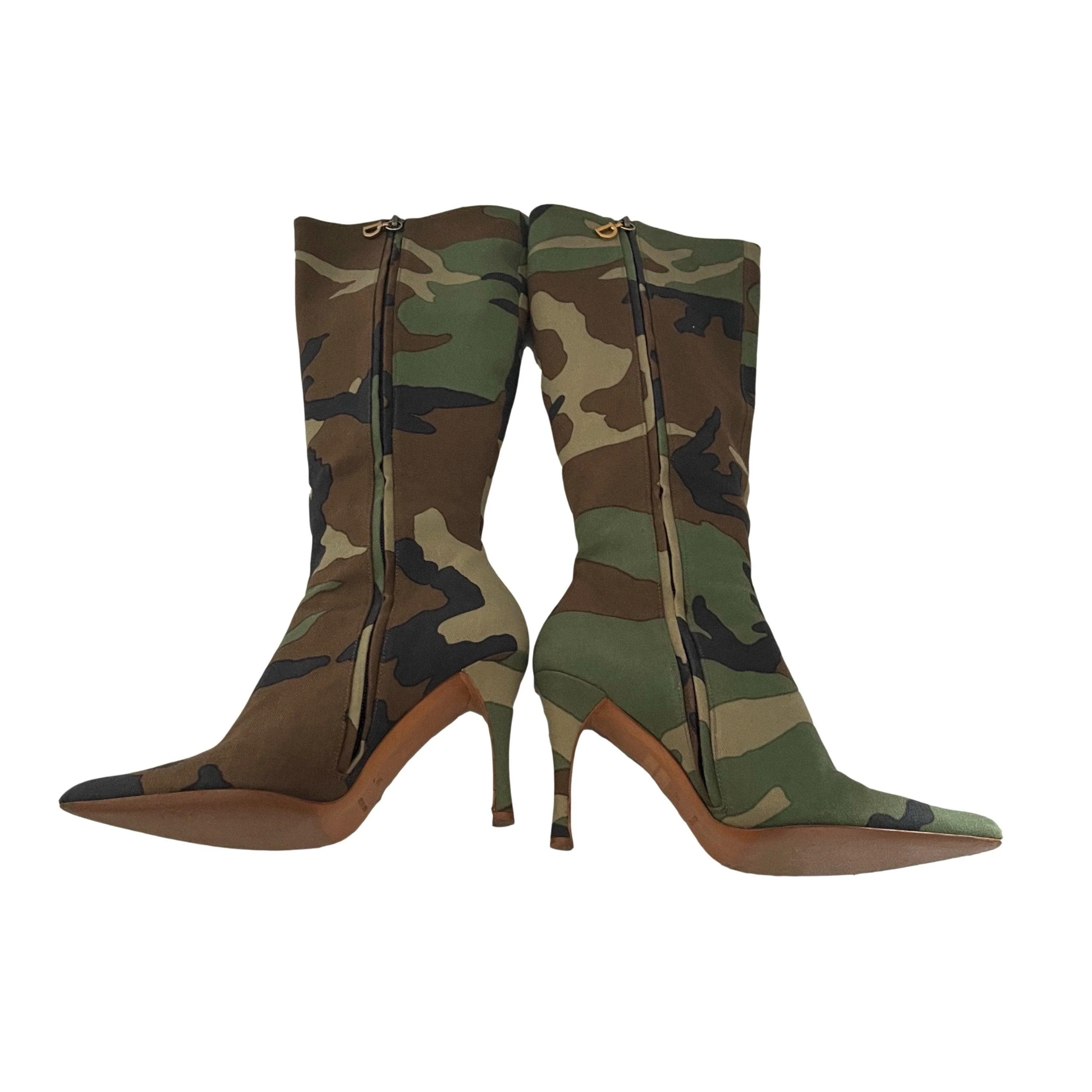 Dior Camouflage Logo Zipper Boots - Image 2