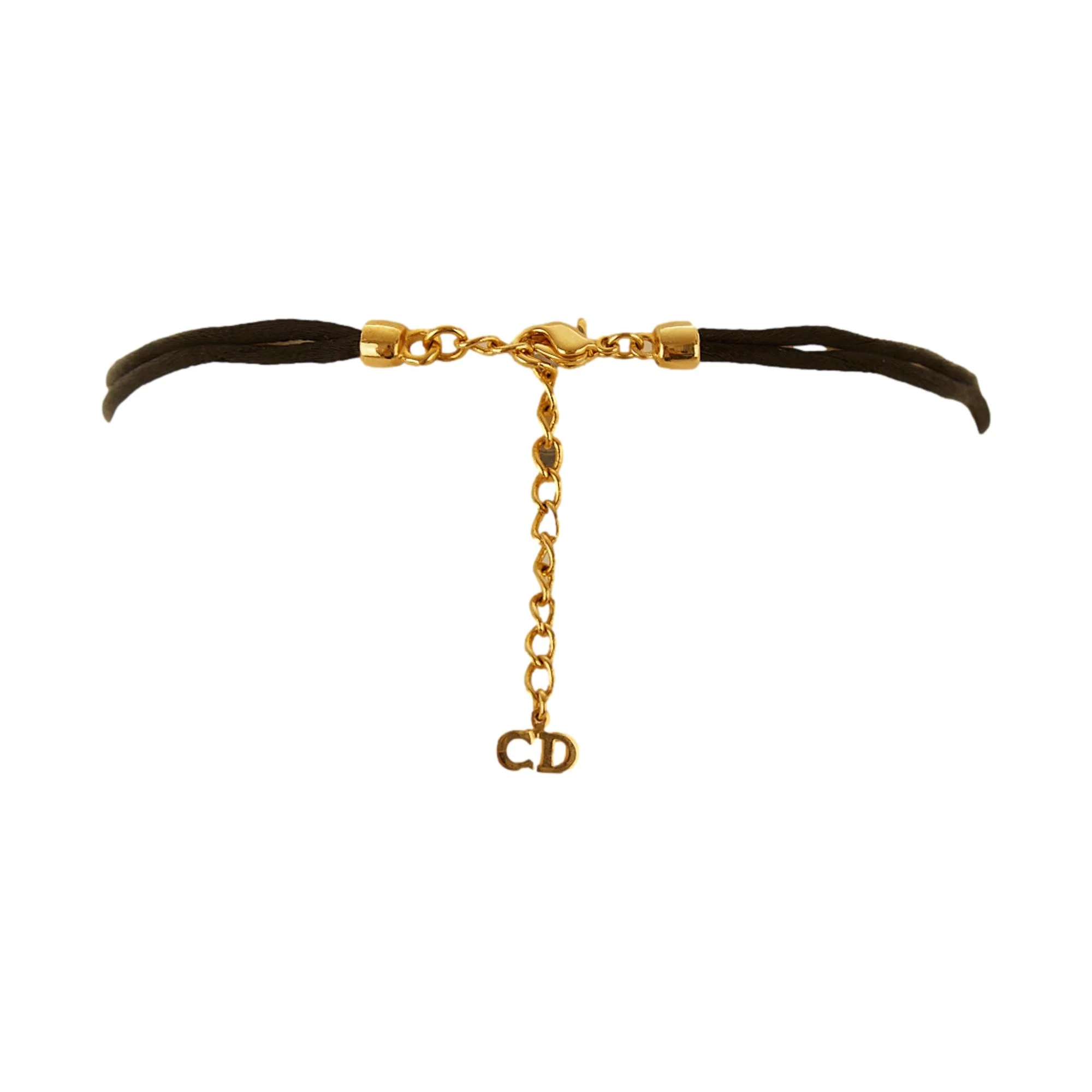 Dior 'CD' Black + Gold Logo Choker - Image 2