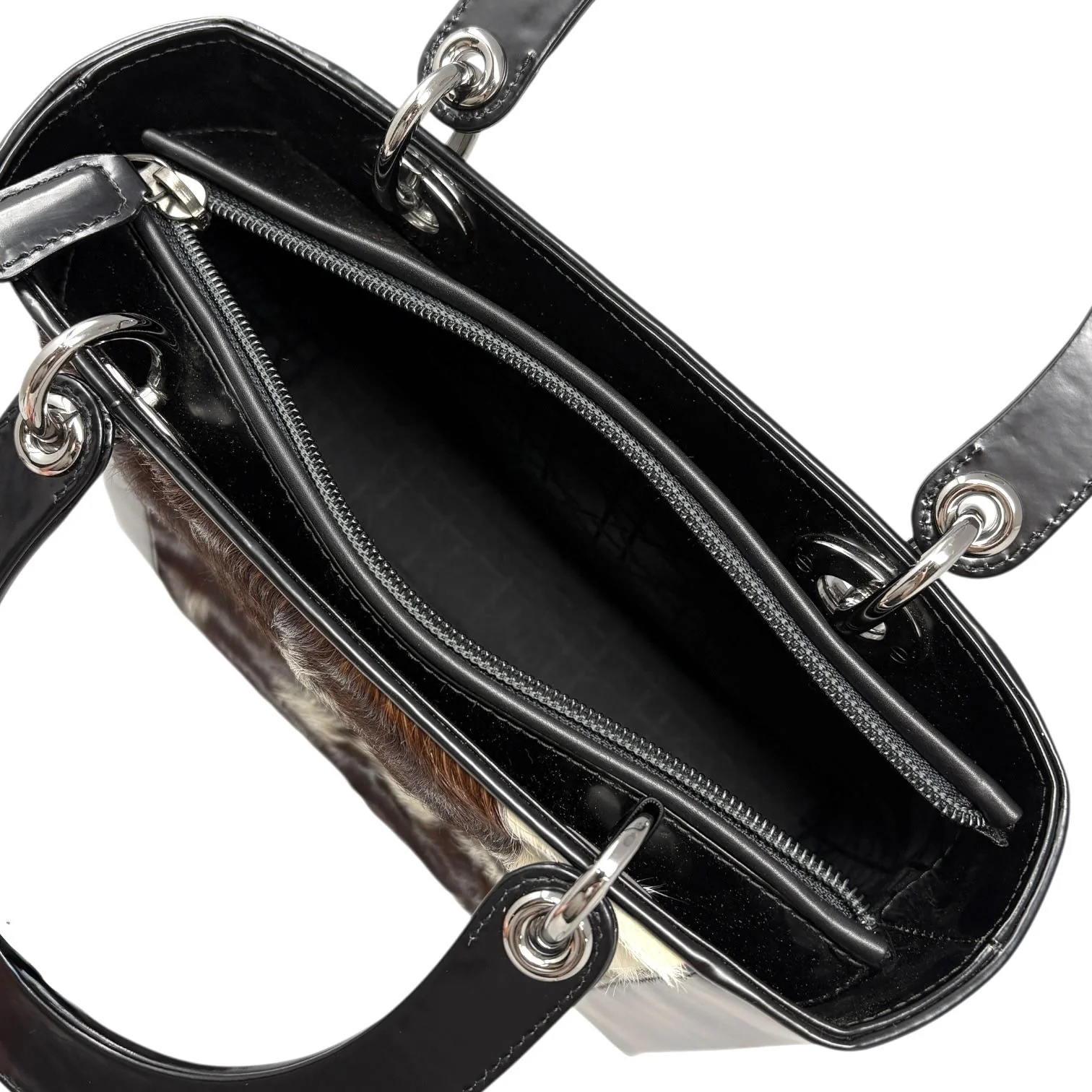 Dior Cow Print Fur Top Handle Bag - Image 3