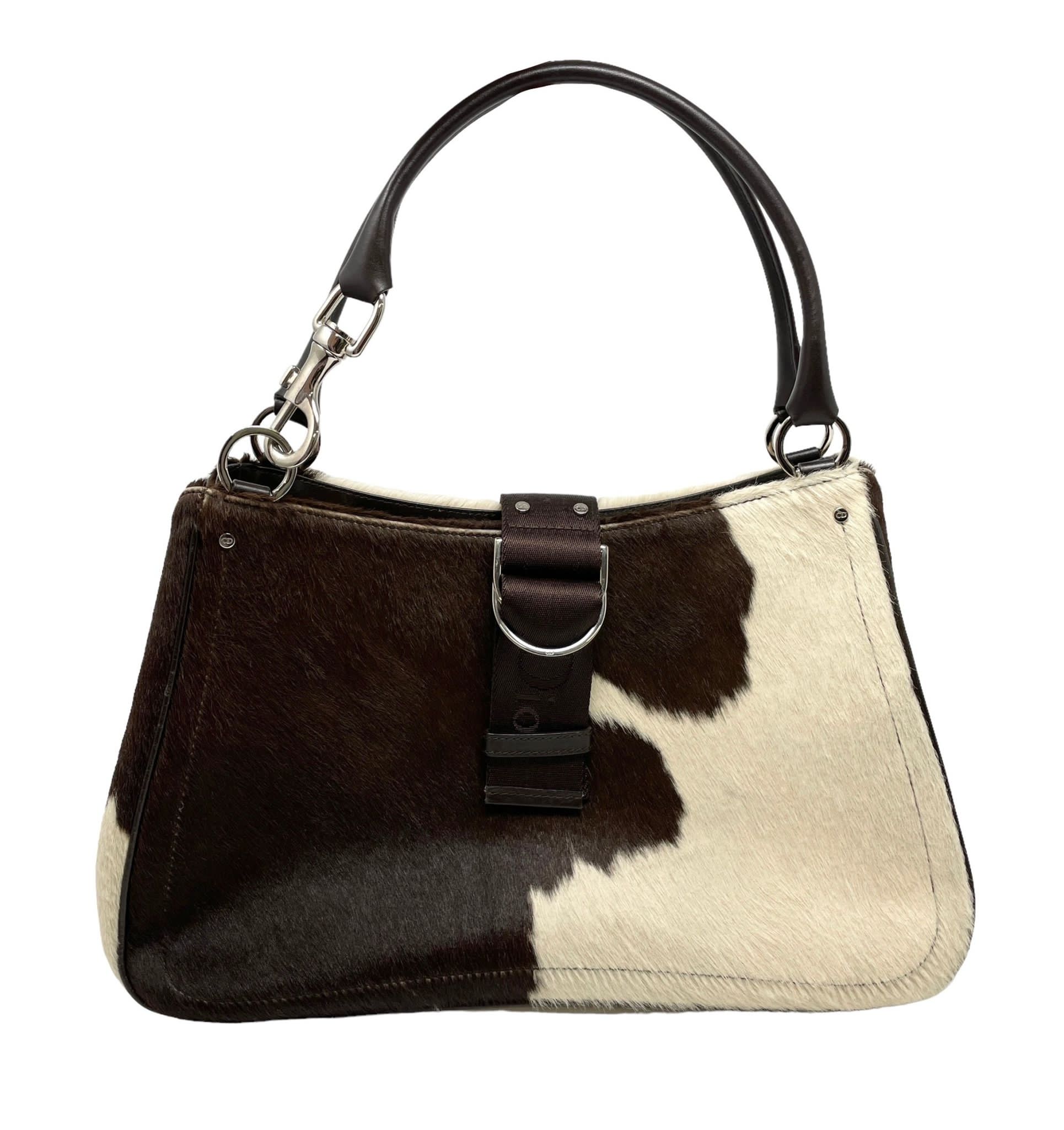 Dior Cow Print Top Handle Bag