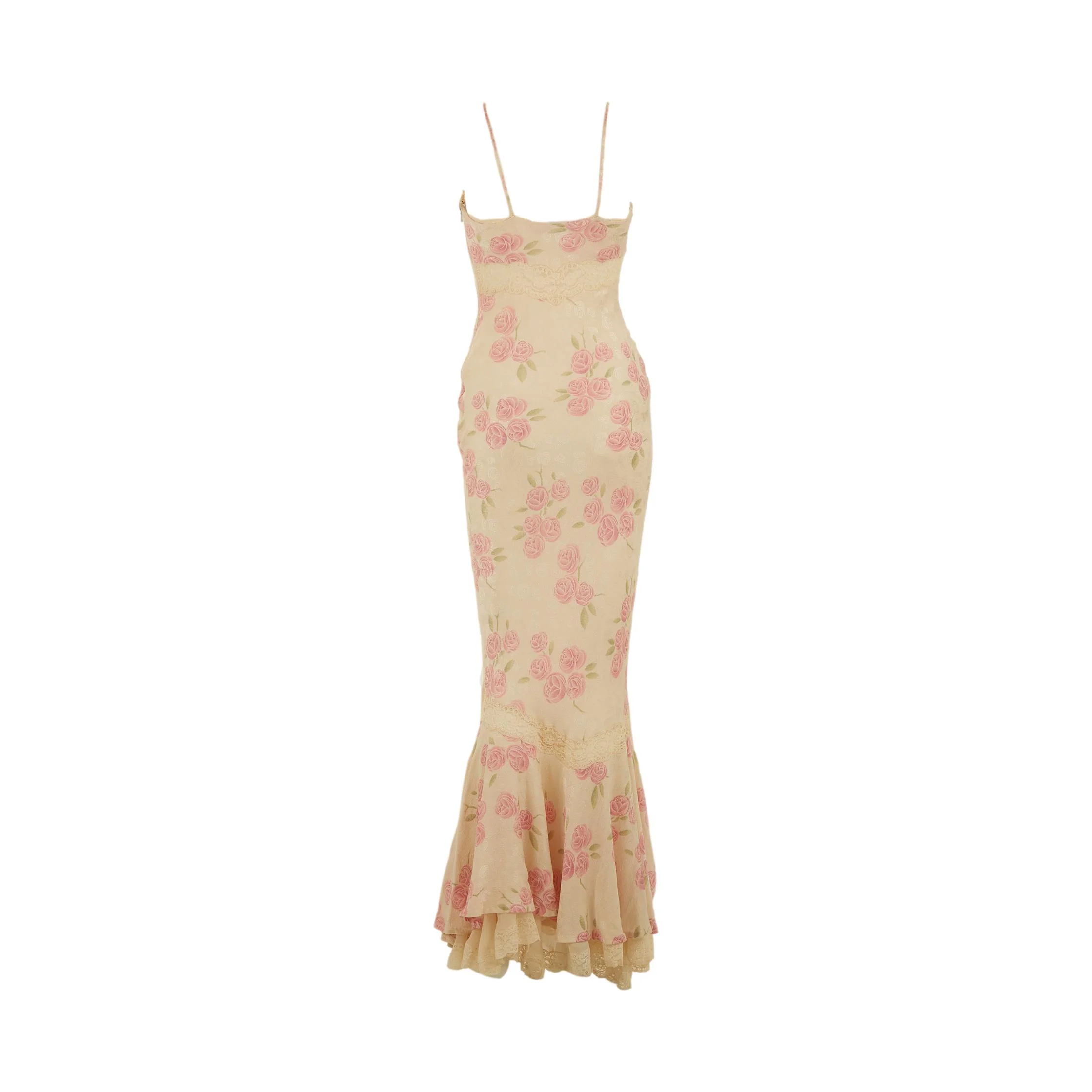 Dior Cream Rose Print Lace Dress - Image 2