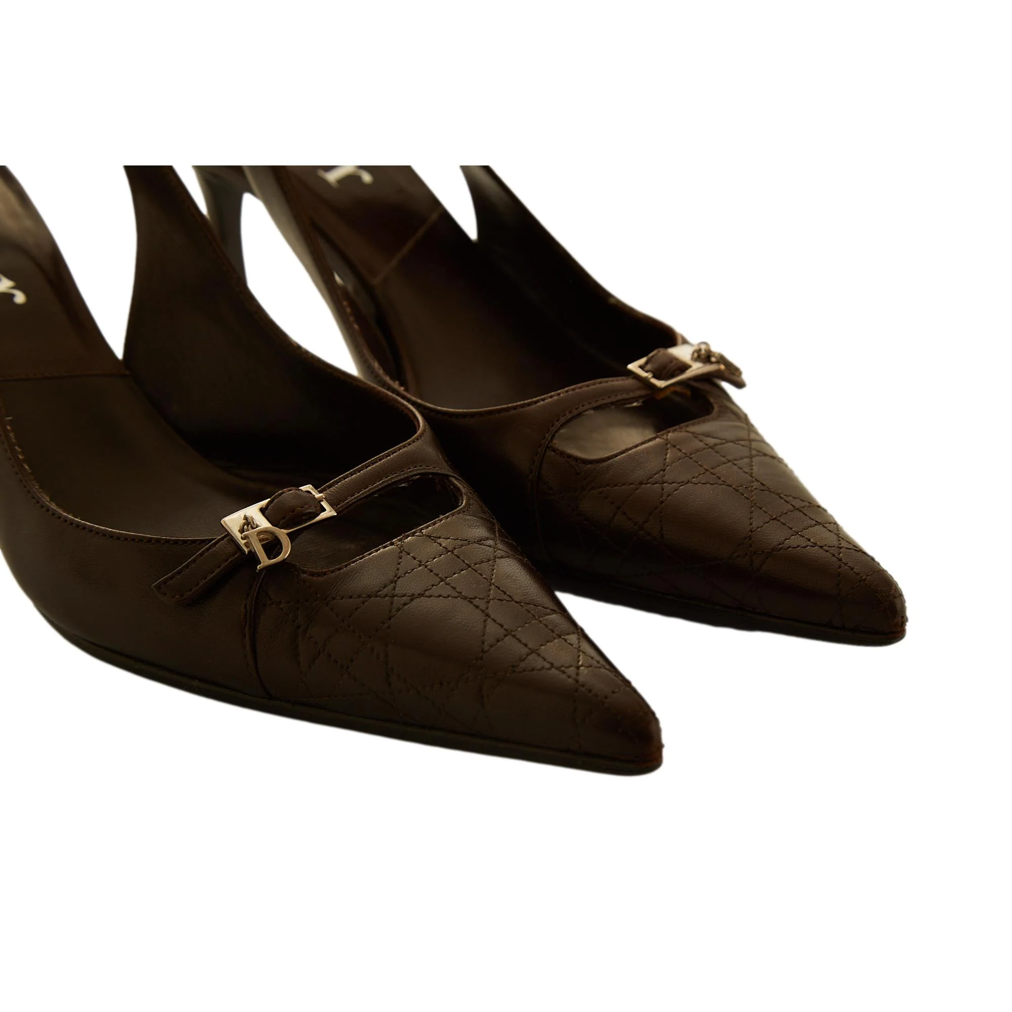 Dior Dark Brown Leather Charm Heels - Image 3