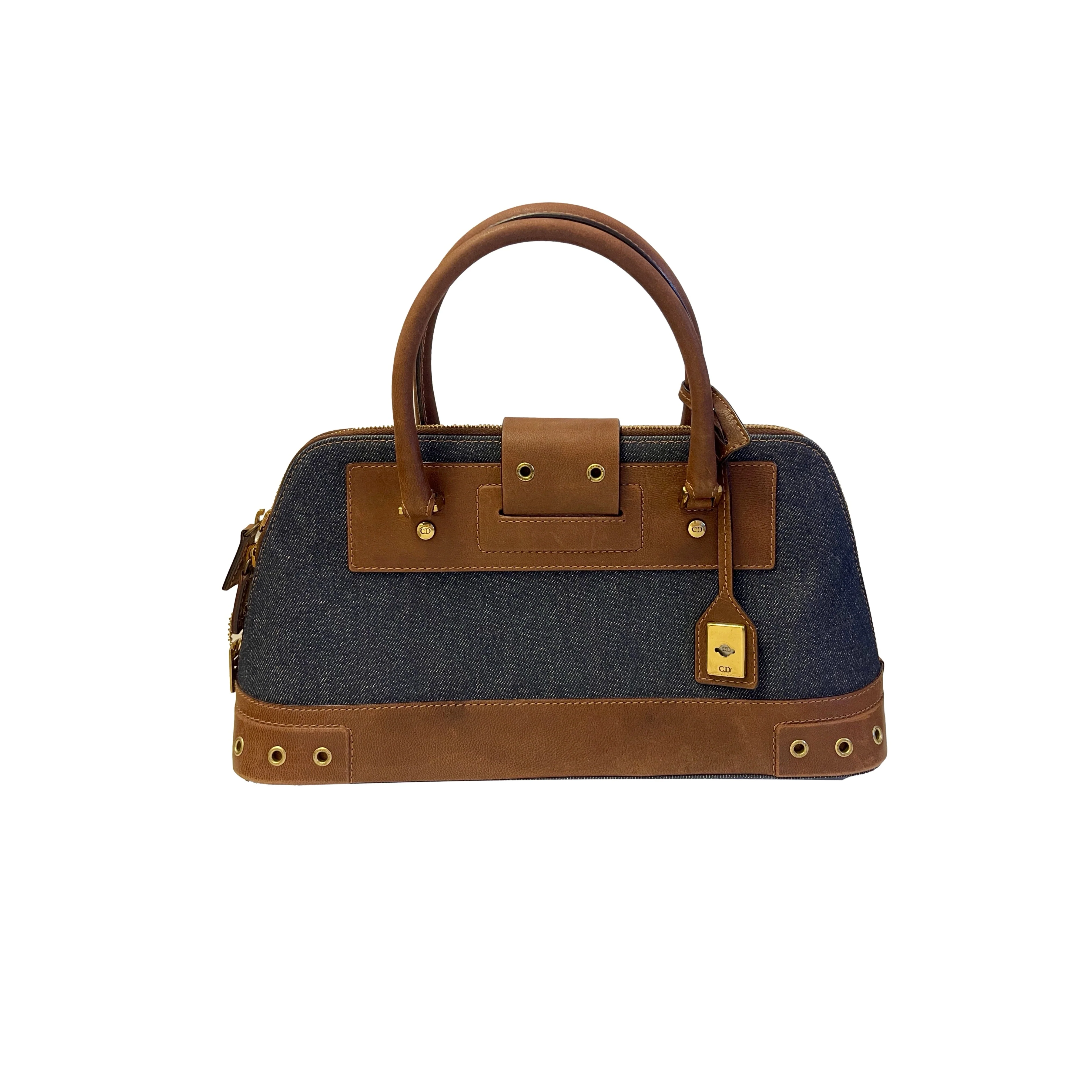 Dior Denim Grommet Top Handle Bag - Image 2