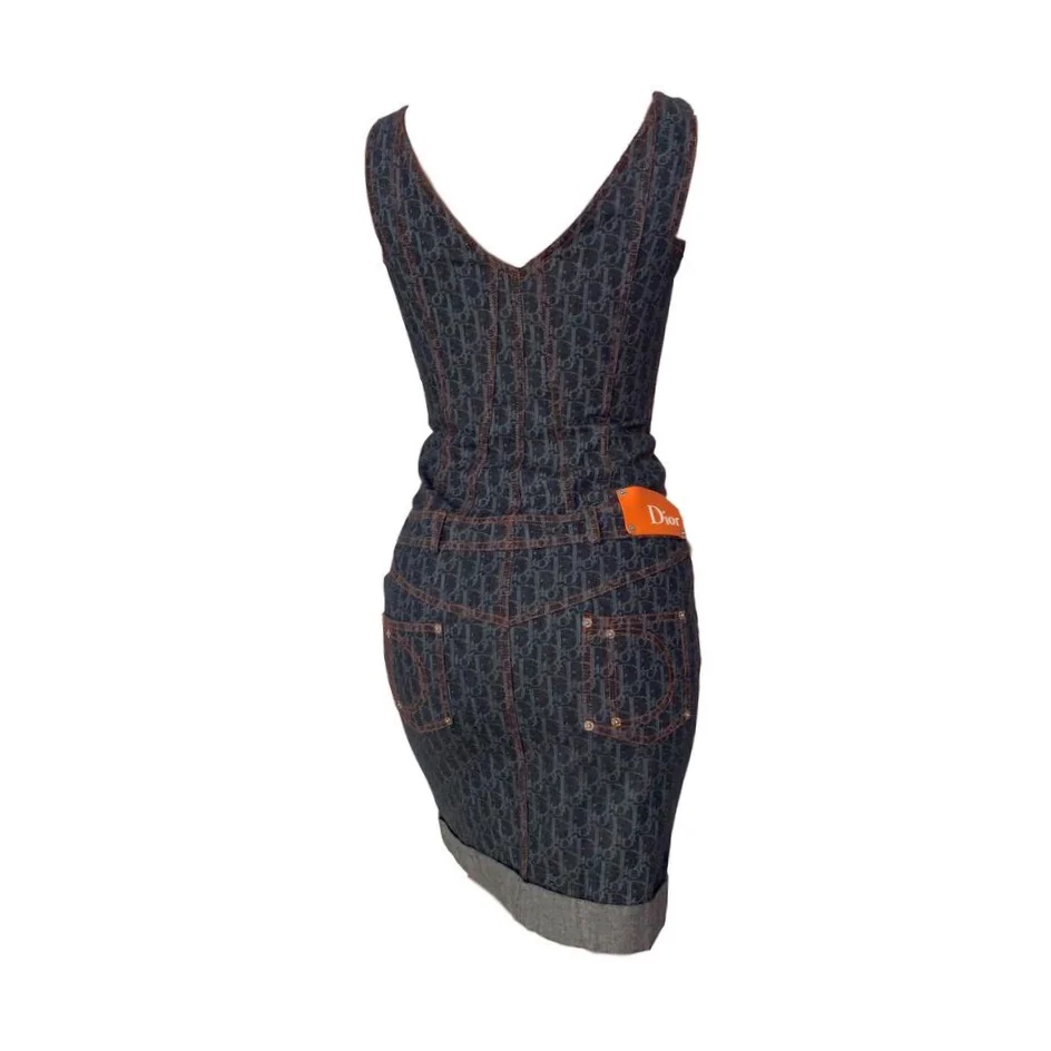 Dior Denim Logo Button Up Dress - Image 2