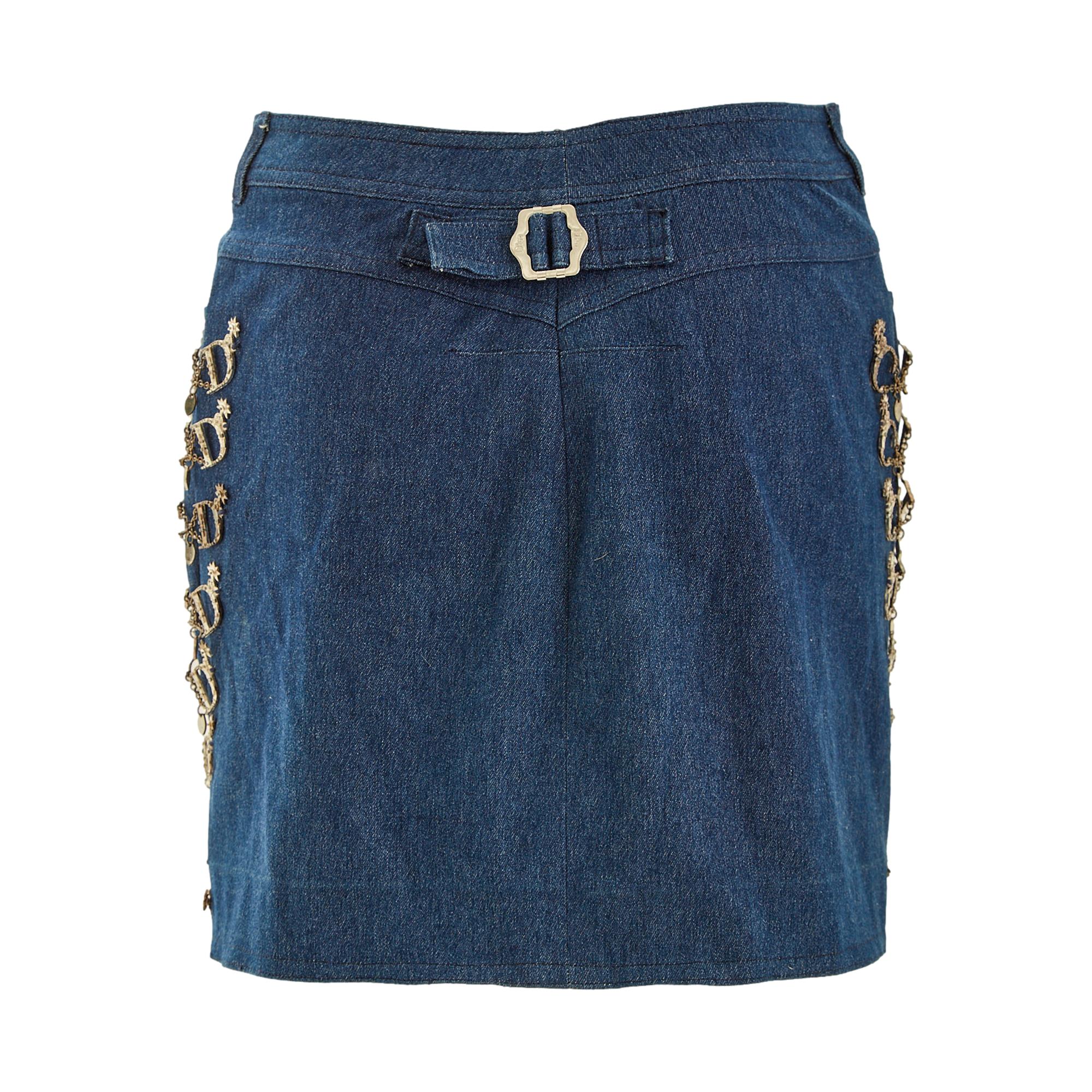 Dior Denim Logo Charm Skirt - Image 2