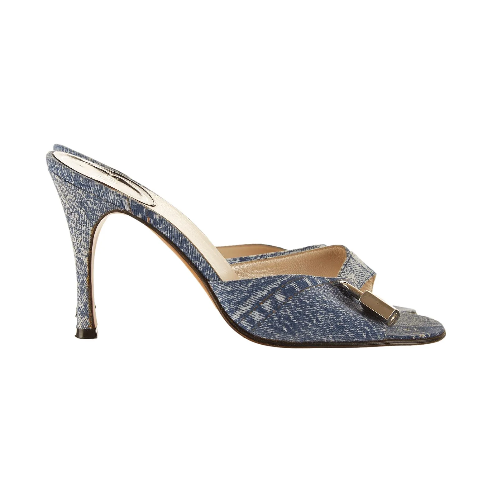 Dior Denim Logo Lock Heels - Image 2