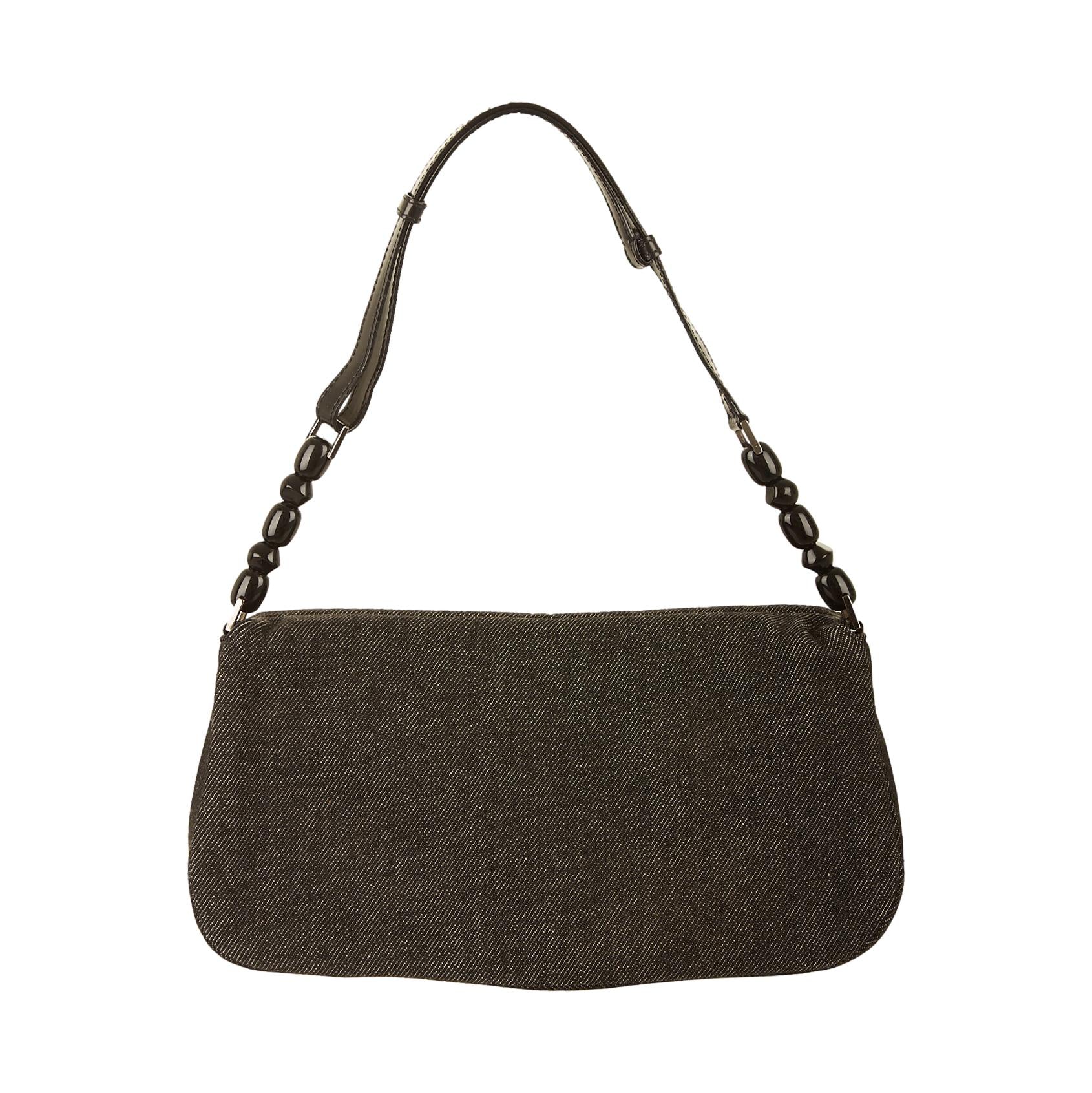 Dior Denim Rhinestone Logo Shoulder Bag - Image 2
