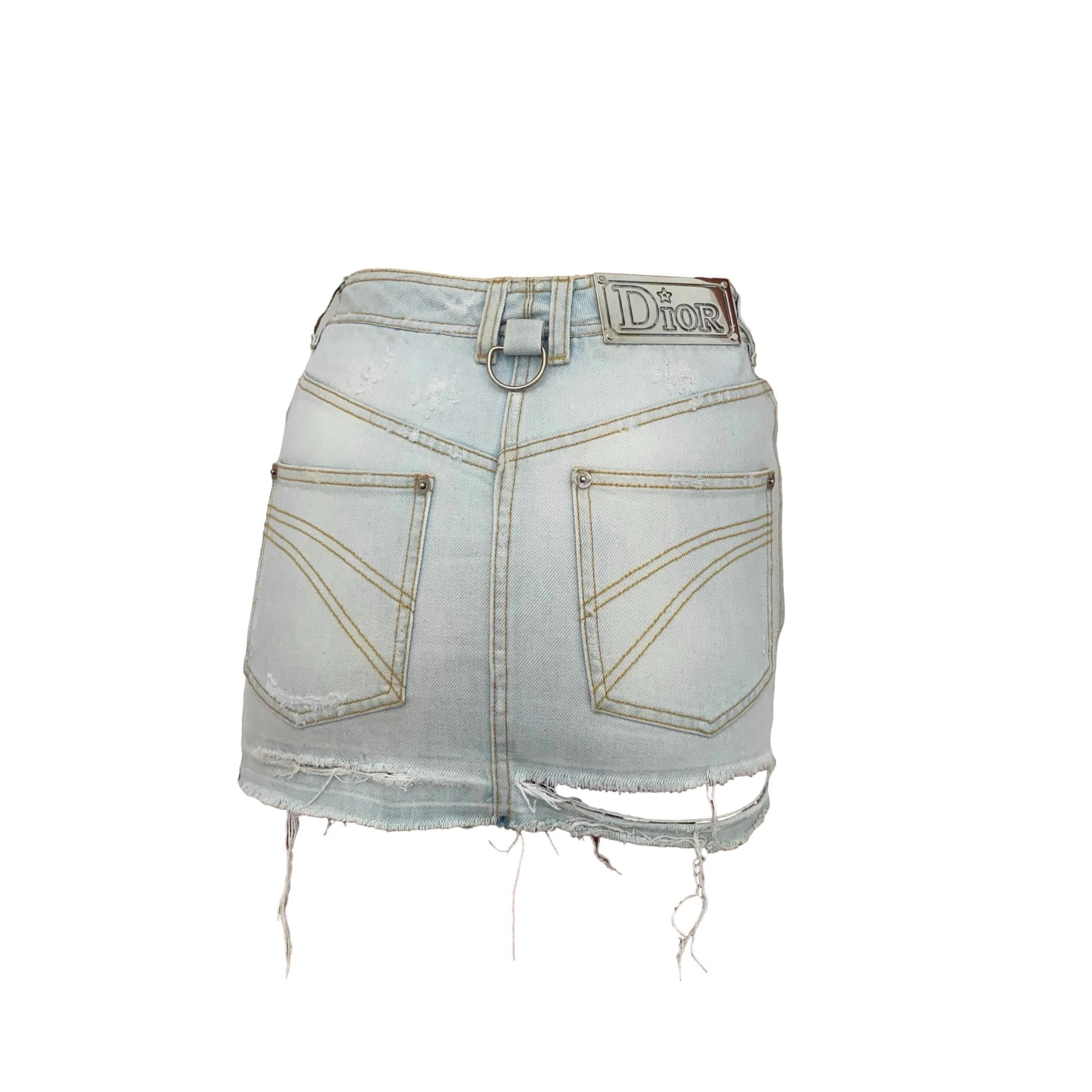 Dior Denim Logo Mini Skirt