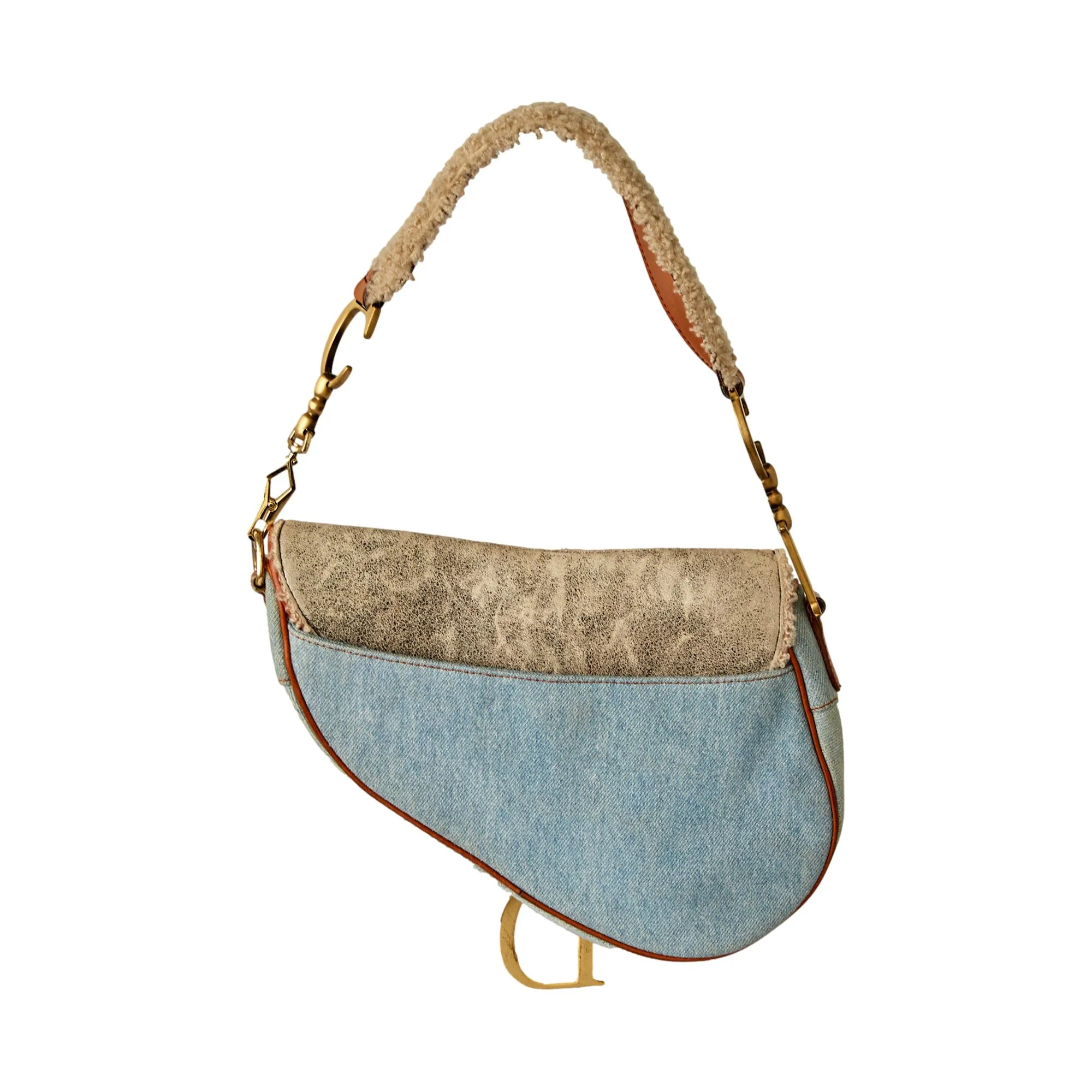 Dior Denim Patchwork Saddle Bag - Image 2