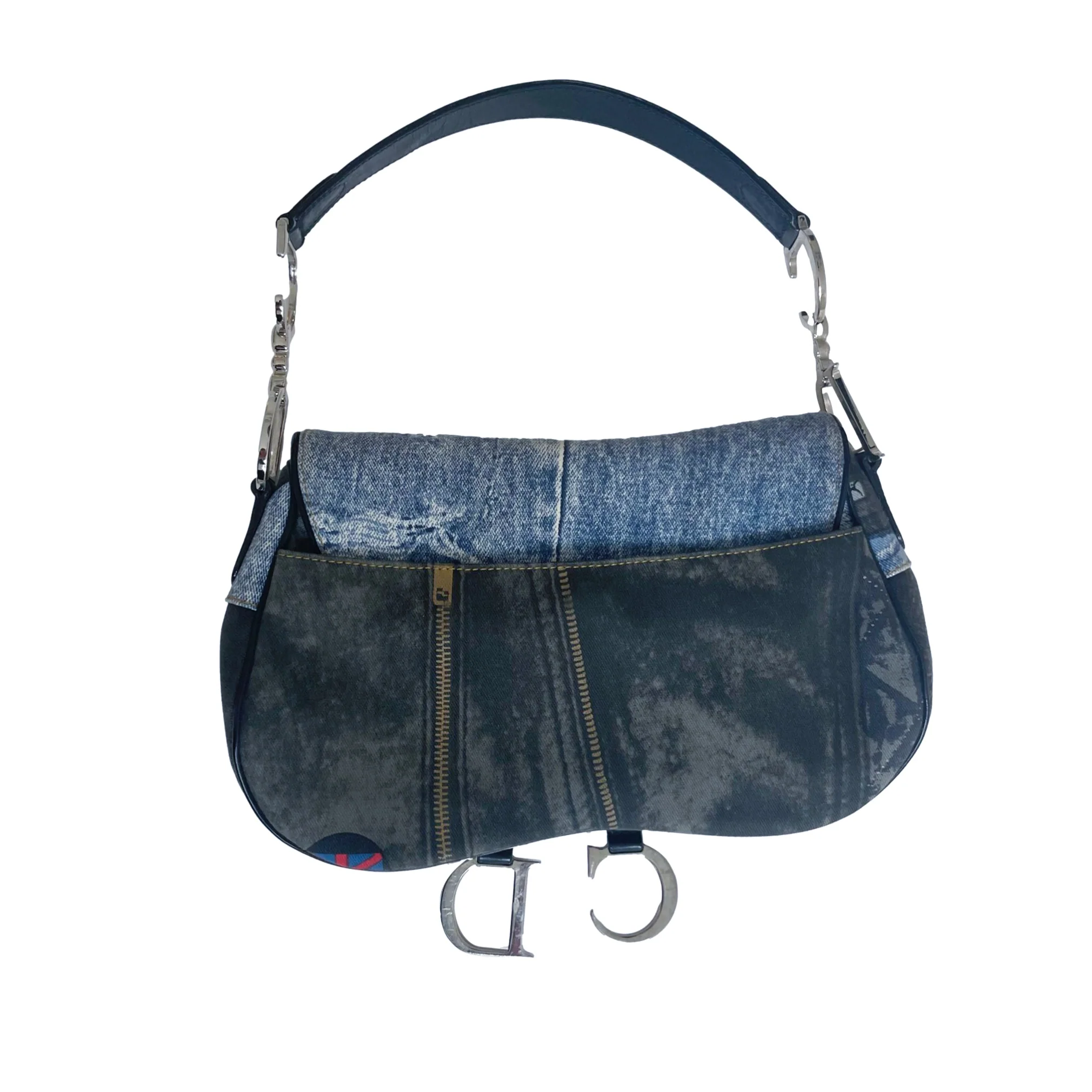 Dior Denim Print Saddle Bag - Image 2