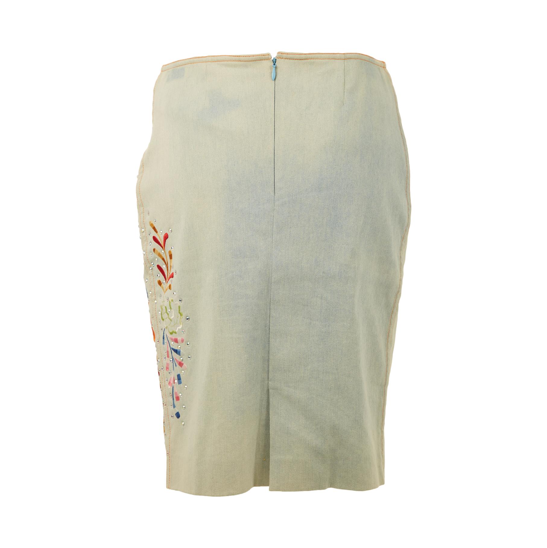 Dior Denim Rhinestone Butterfly Skirt - Image 3