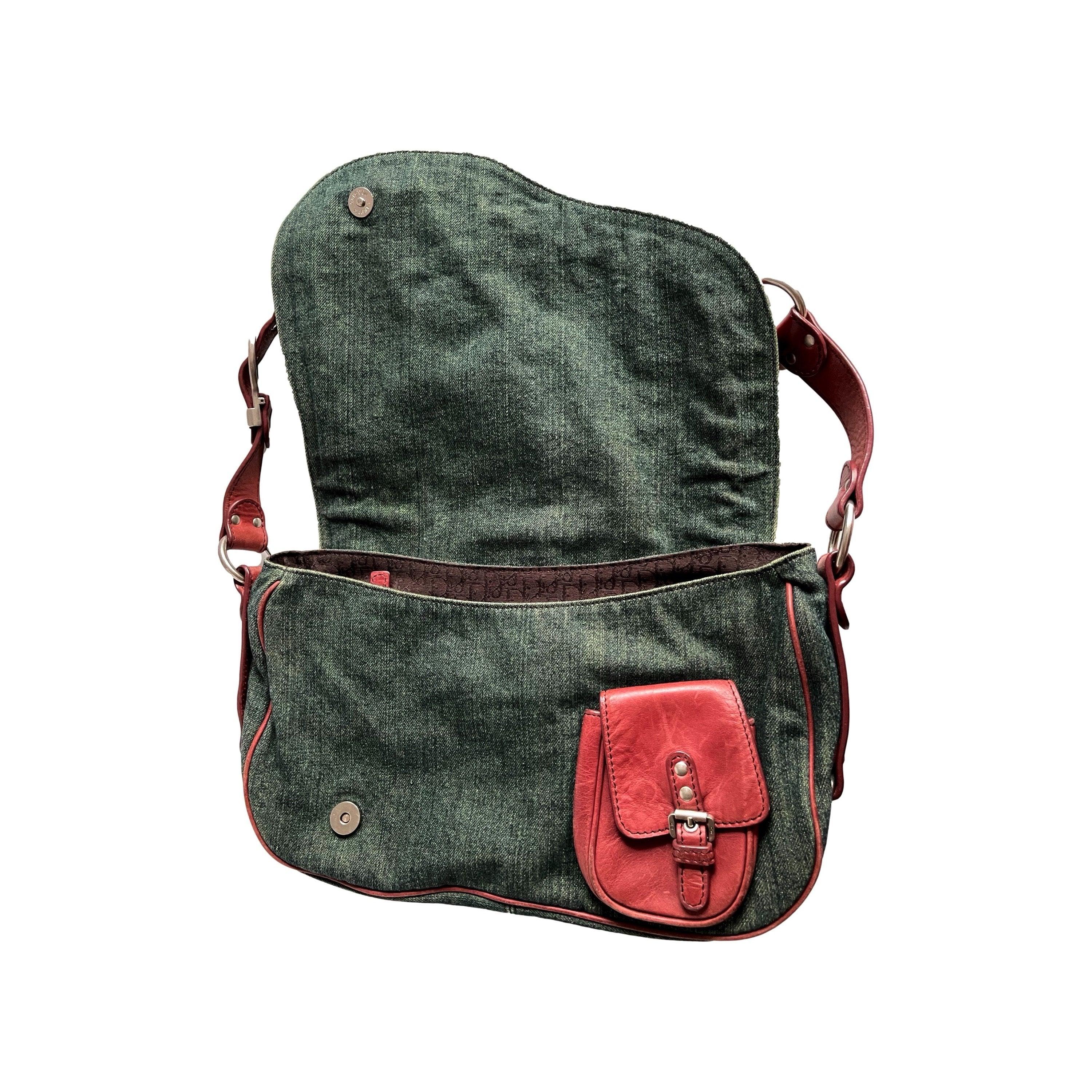 Dior Denim Two-Tone Shoulder Saddle Bag - Image 3