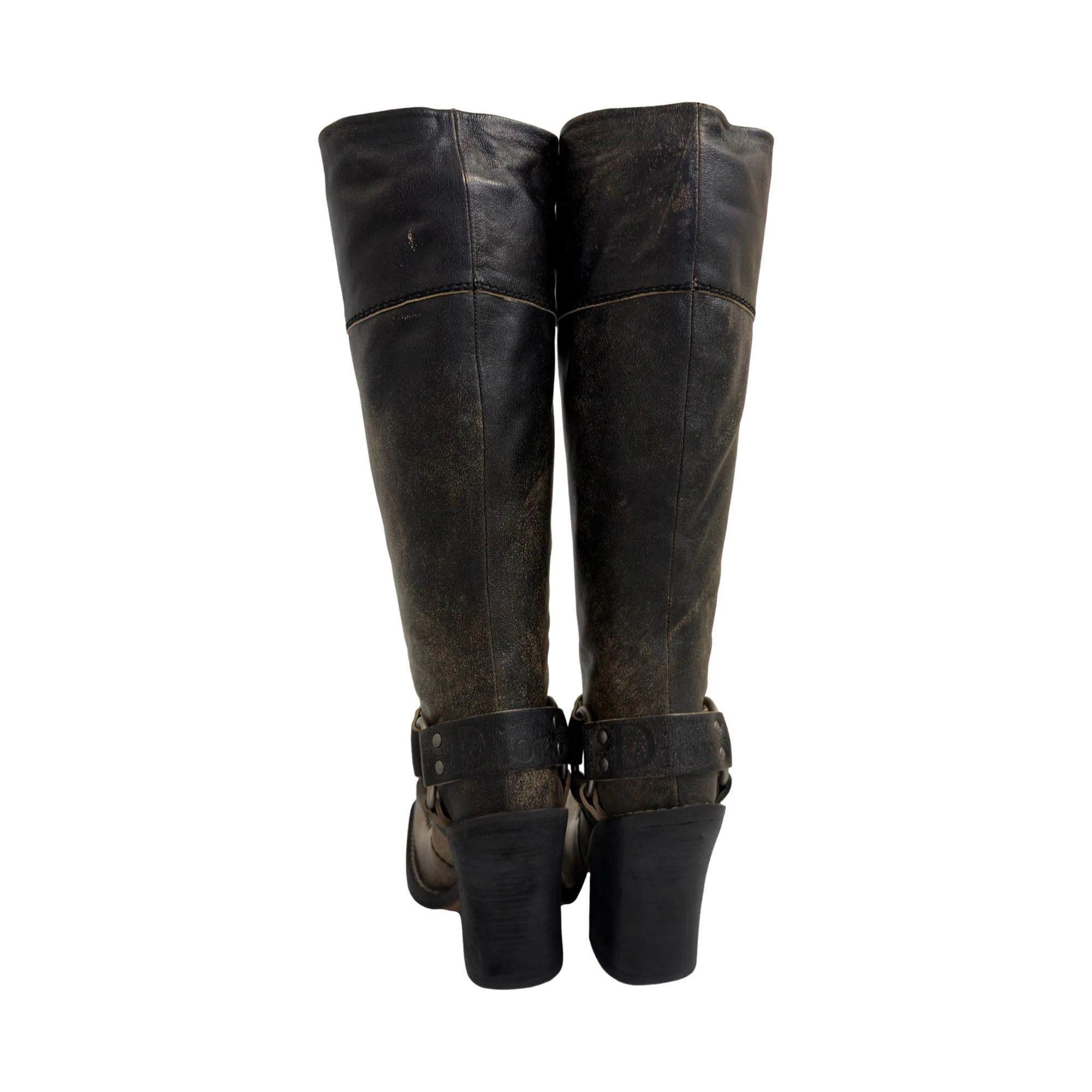 Dior Distressed Knee High Logo Boots - Image 3