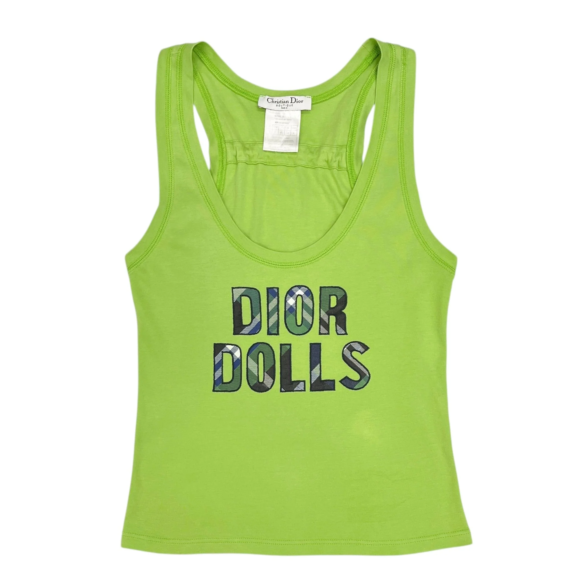 Dior "Dolls" Green Plaid Logo Tank