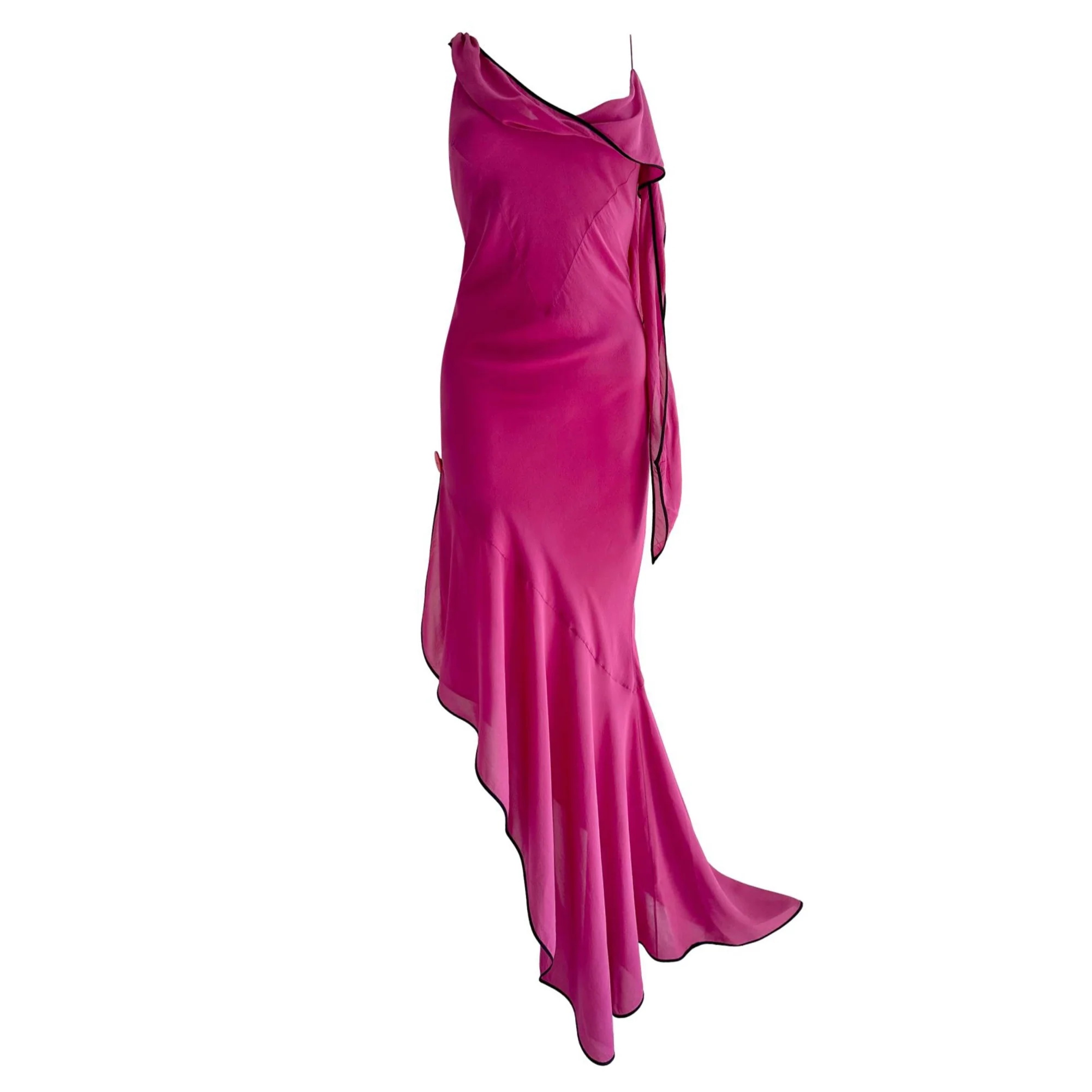 Dior Fuchsia Asymmetrical Ruffle Gown