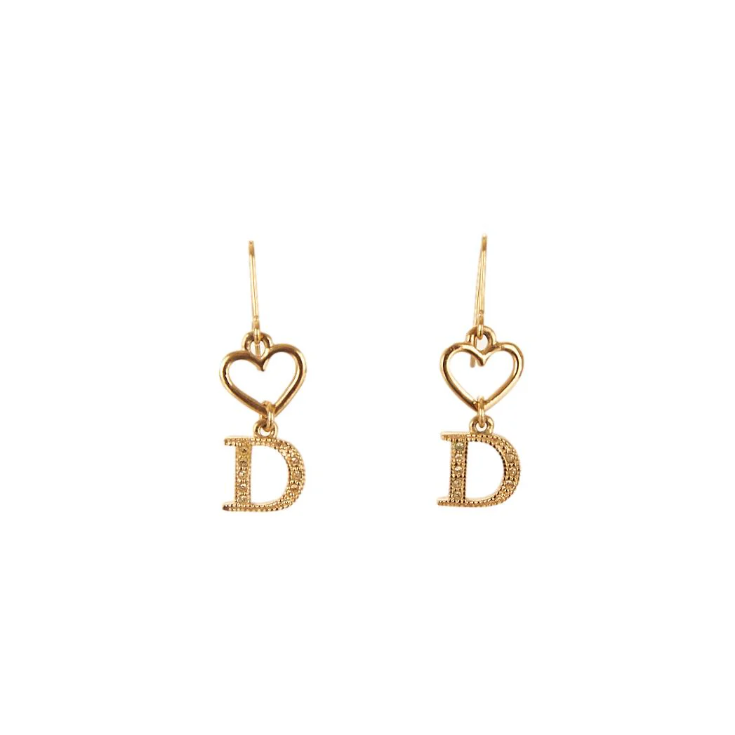 Dior Gold Heart Logo Earrings