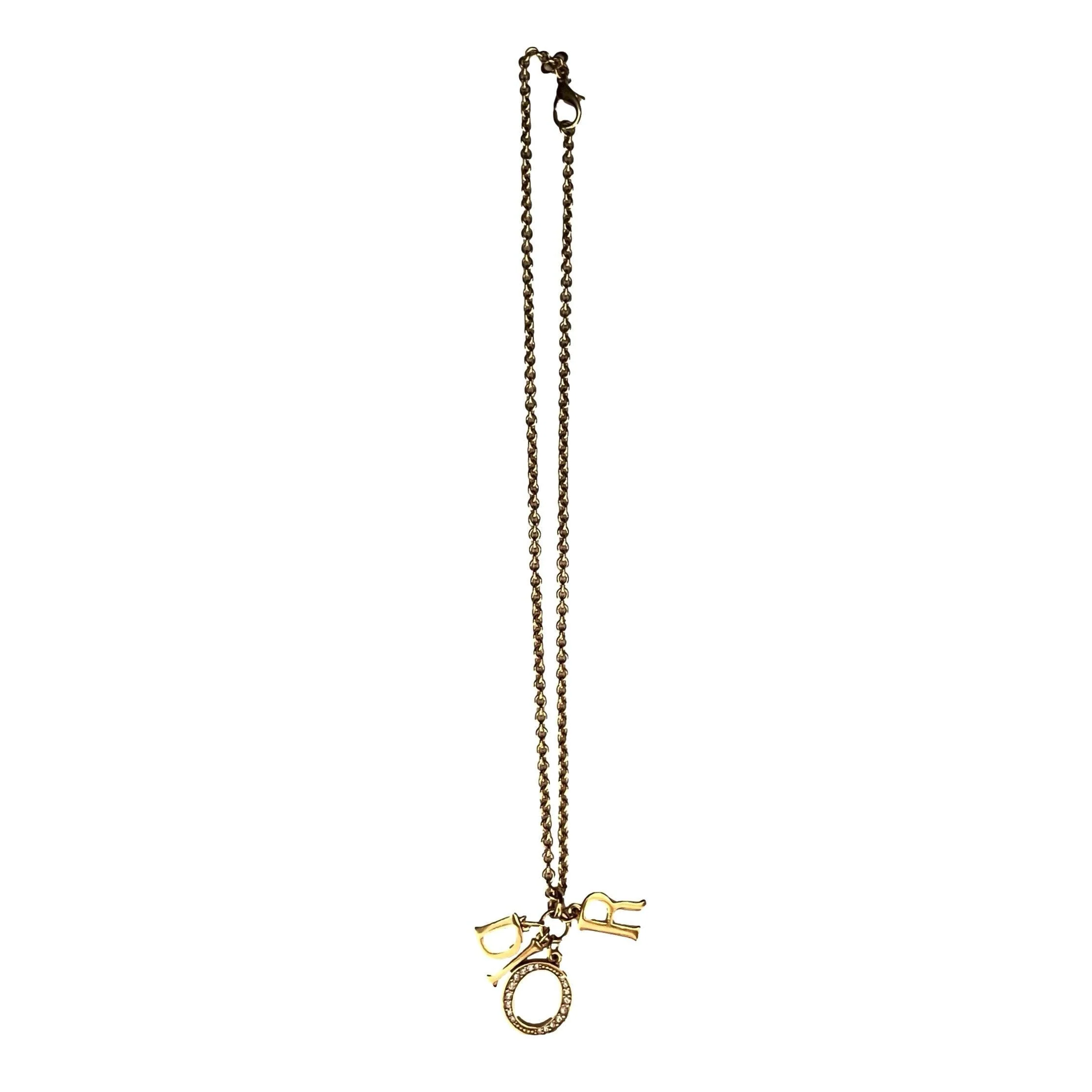 Dior Gold Logo Charm Necklace