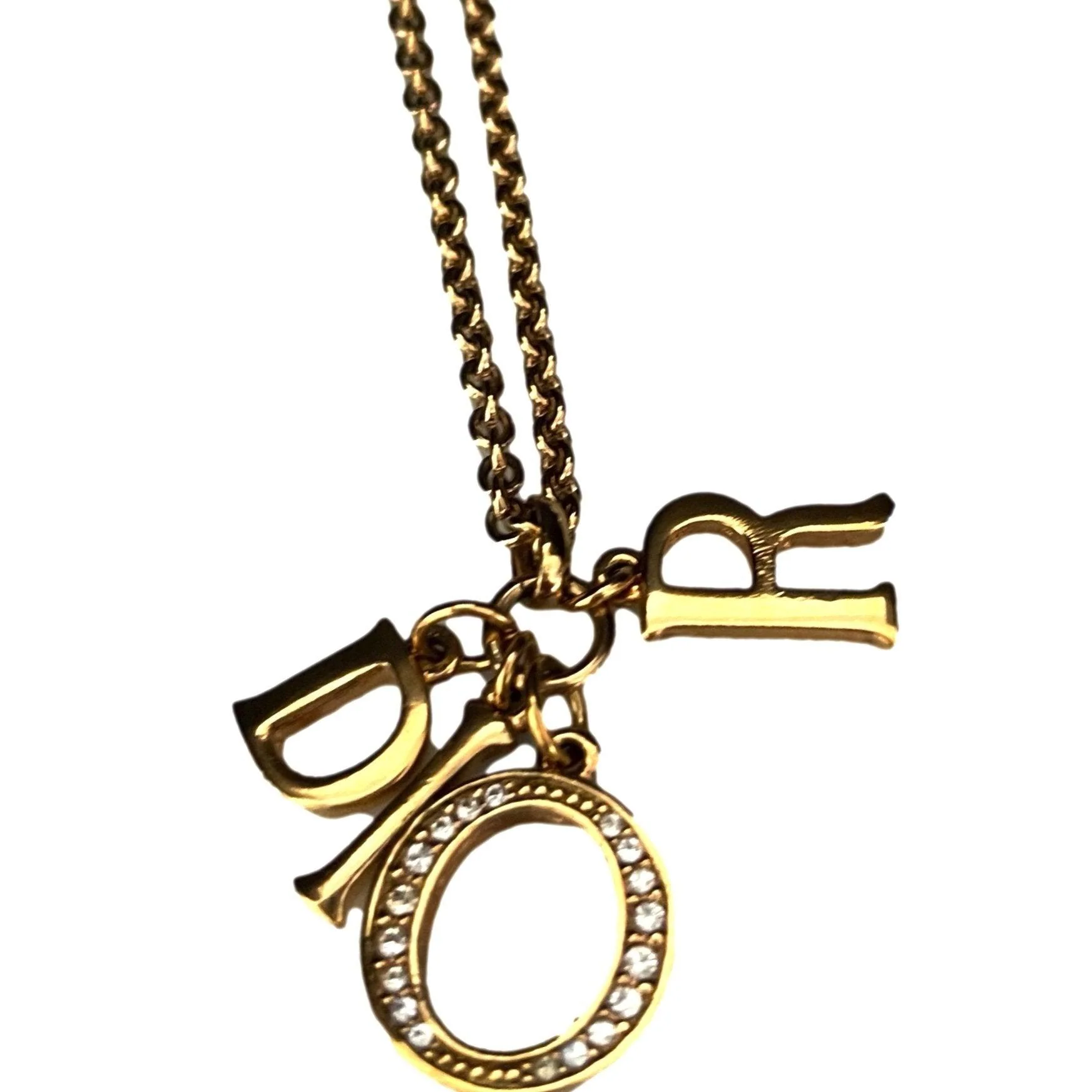 Dior Gold Logo Charm Necklace - Image 2