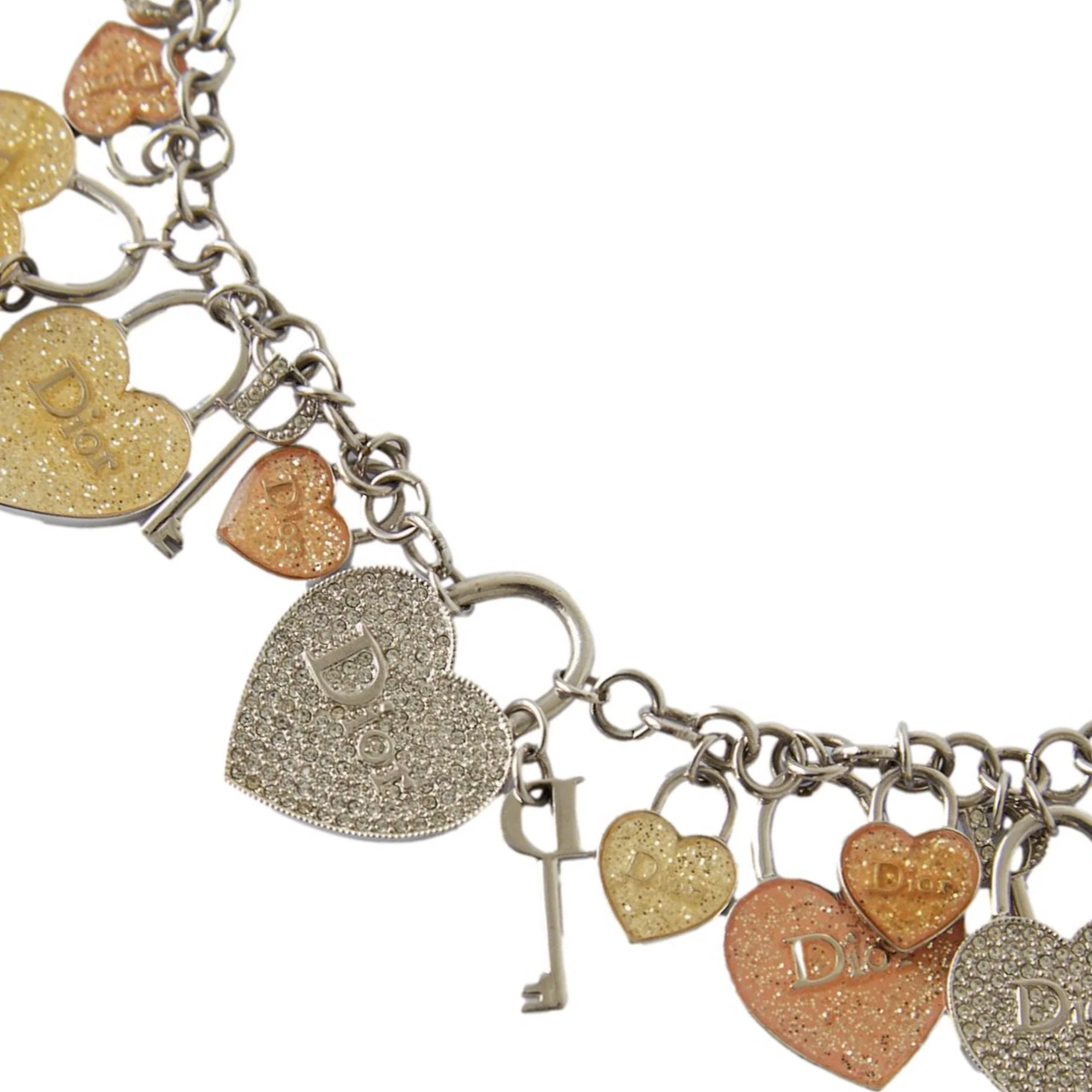 Dior Rhinestone Heart Charm Choker - Image 2