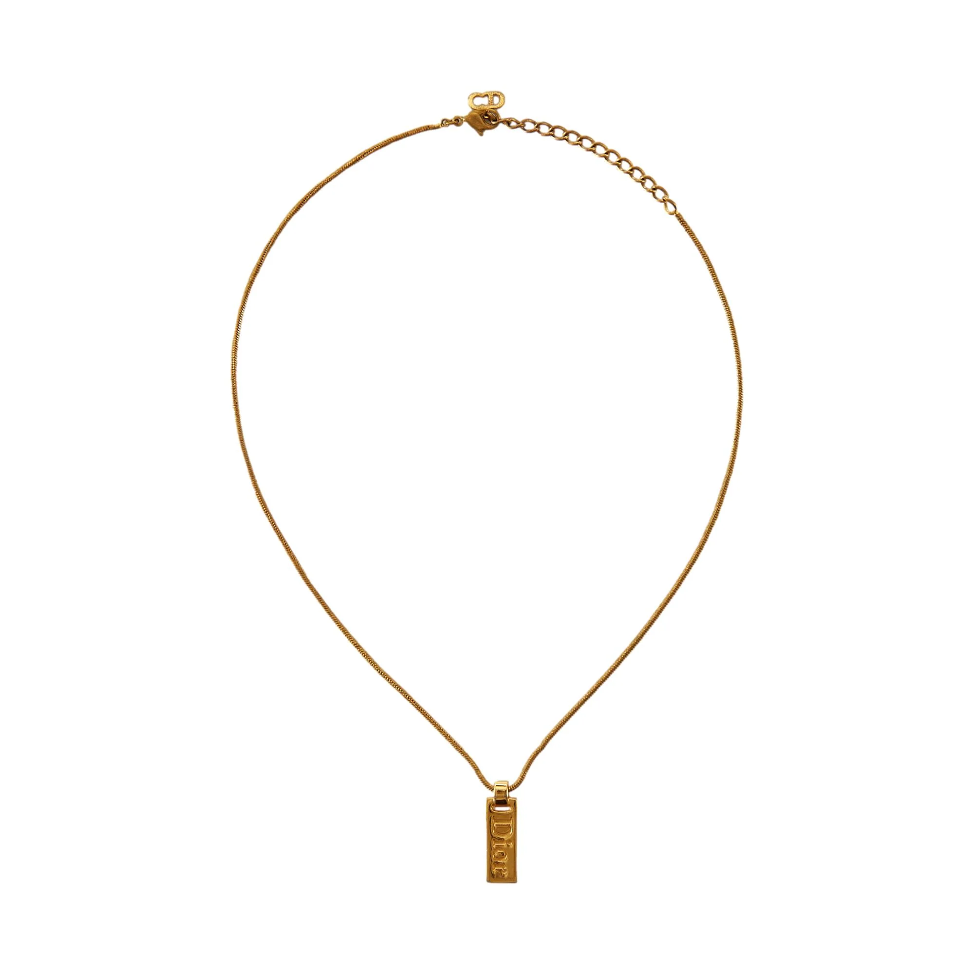 Dior Gold Logo Plaque Necklace