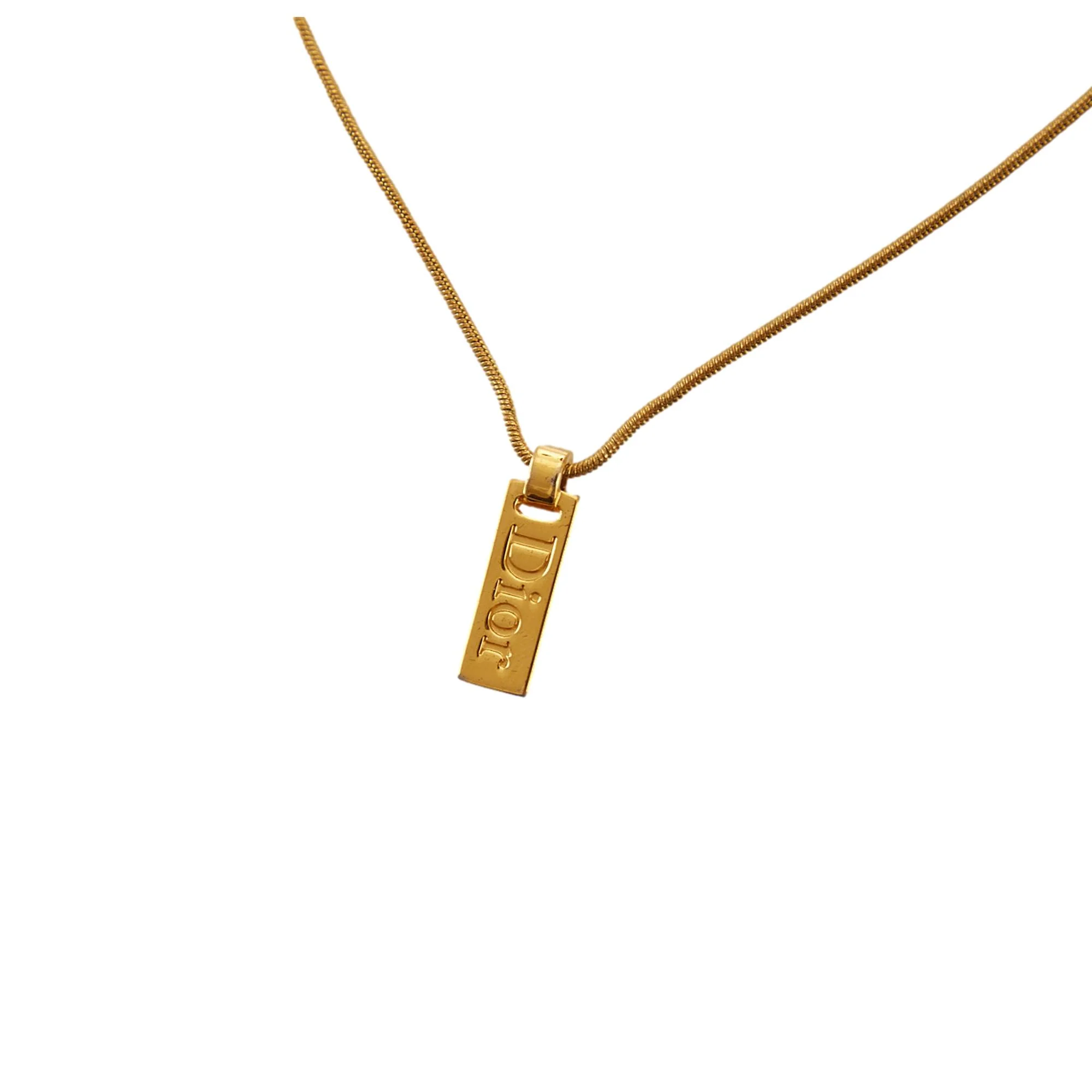 Dior Gold Logo Plaque Necklace - Image 2