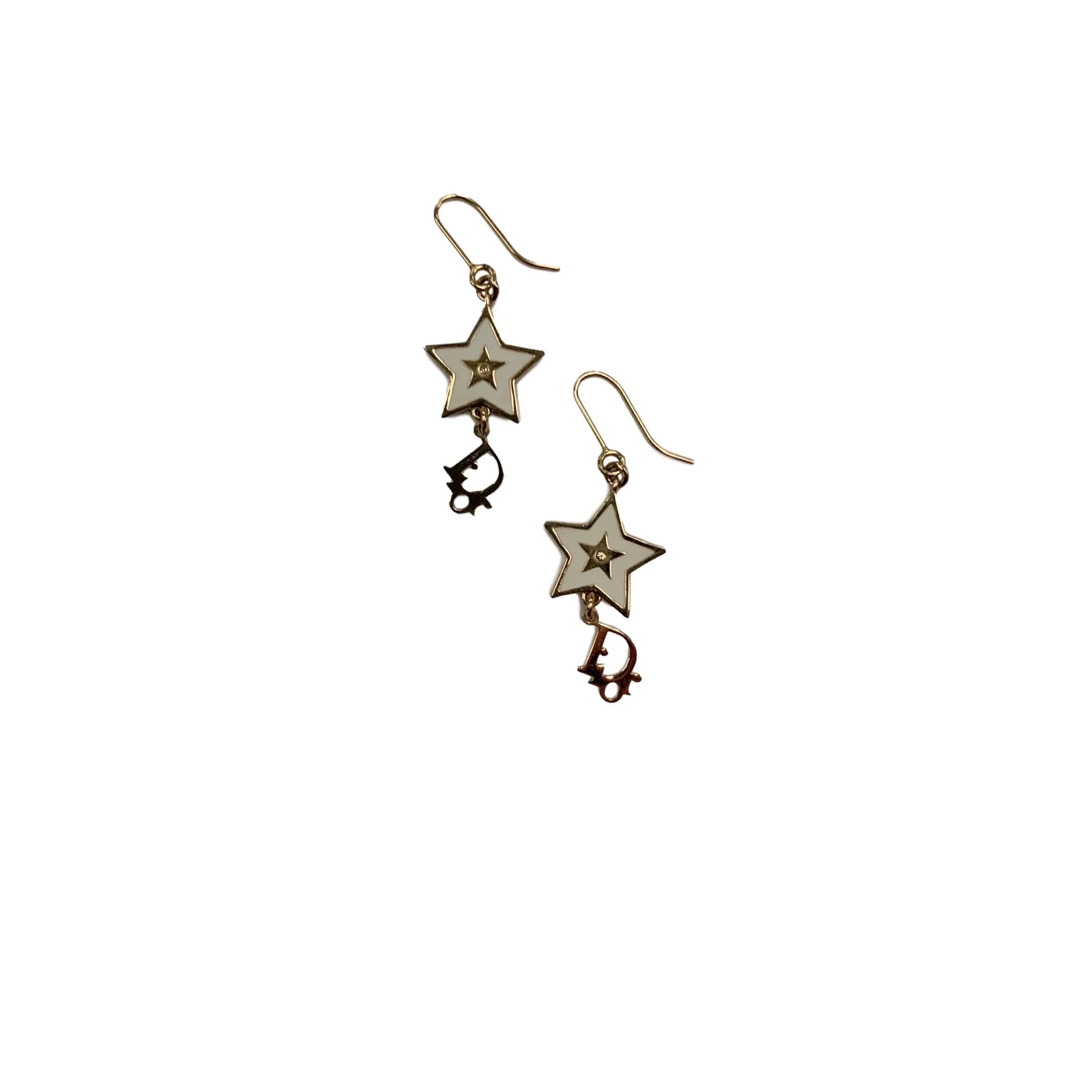 Dior Gold Logo Star Earrings