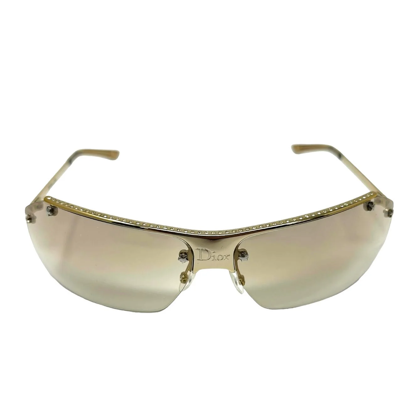 Dior Gold Rhinestone Logo Sunglasses - Image 2